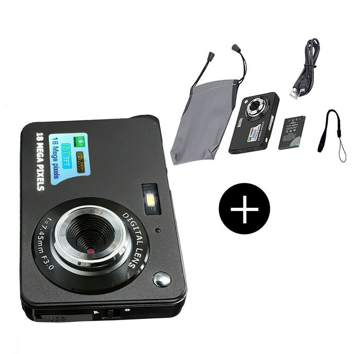 Digital Vlogging Camera with 2.7in TFT LCD Screen 18MP 8x Zoom