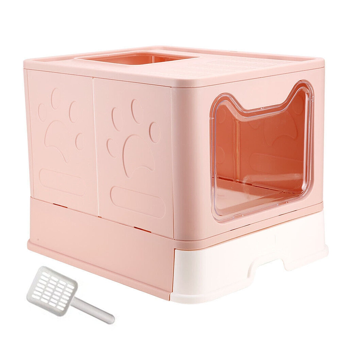Large Covered Cat Litter Box Enclosed Kitty Toilet with Scoop and Drawer