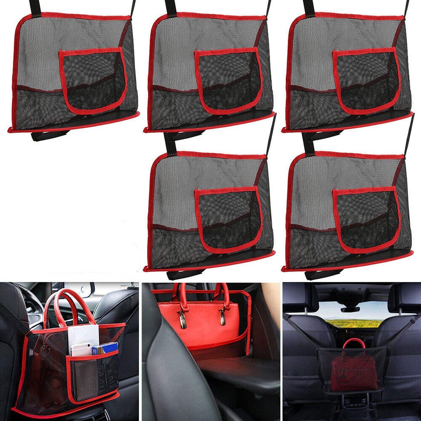 Advanced Car Storage Net for Handbags and Purses Between Seats