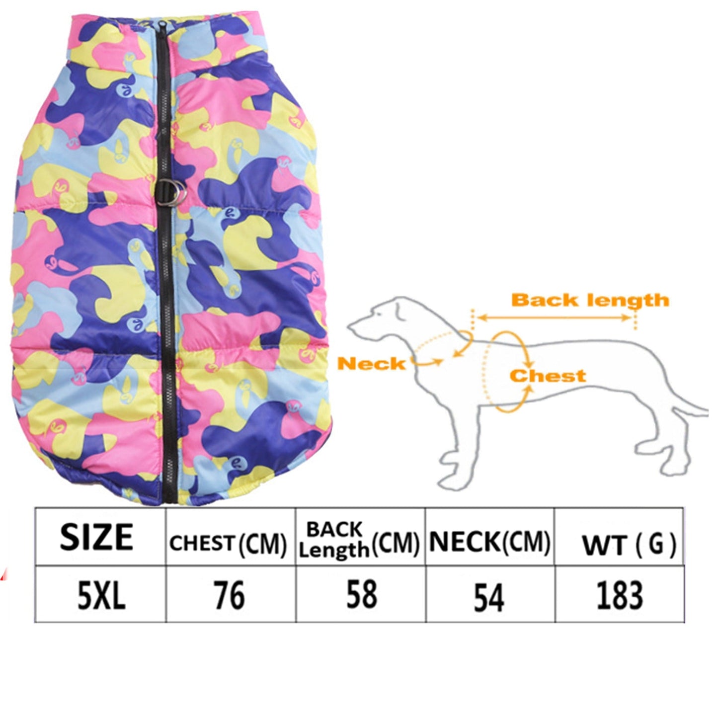 Large Dog Winter Coat Waterproof Padded Jacket Pet Clothes Windbreaker