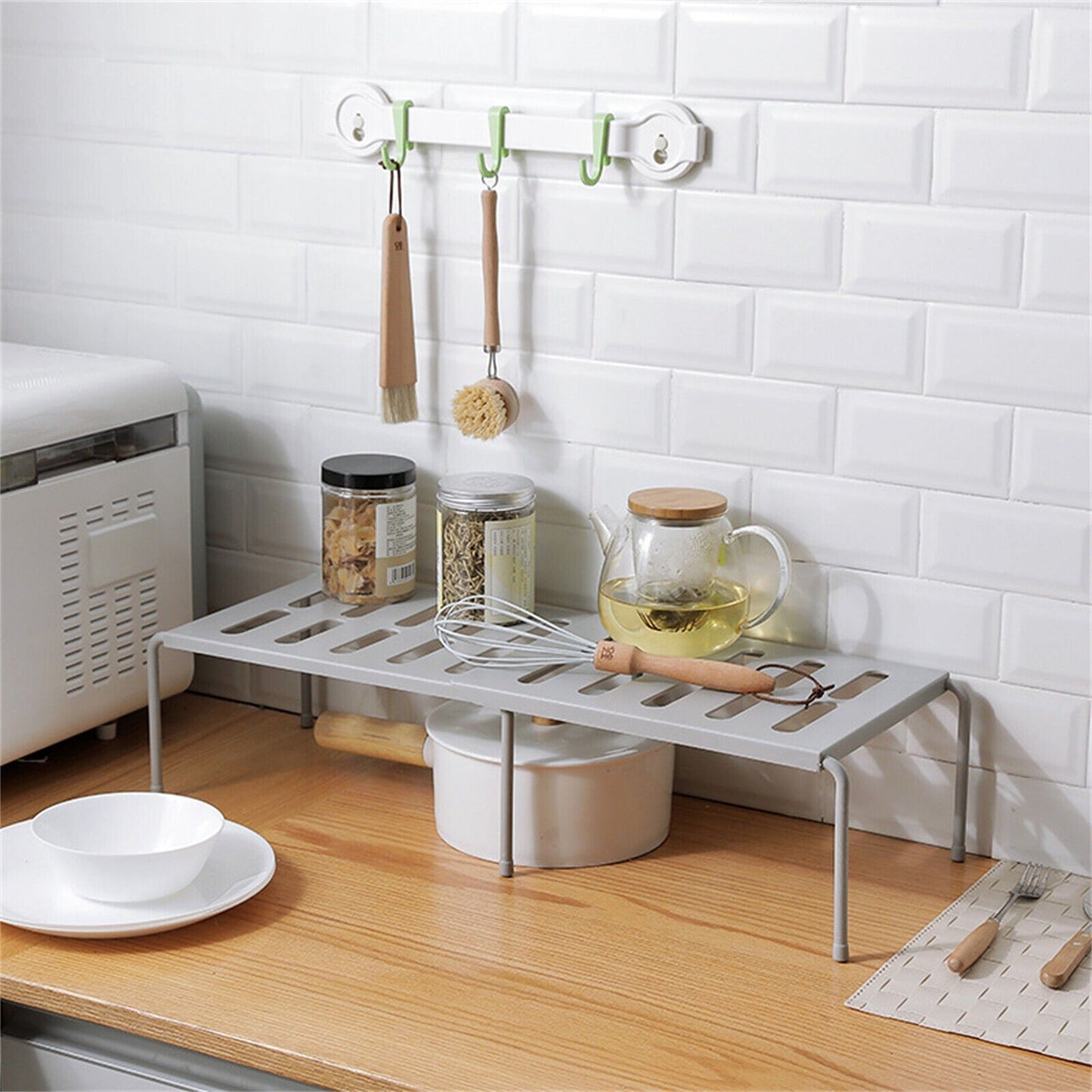 Adjustable Kitchen Cupboard Storage Organizer Pantry Shelf Holder