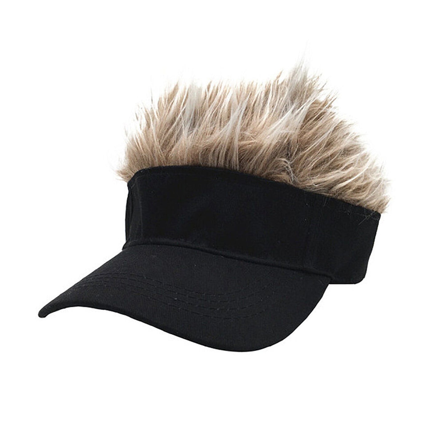 Baseball Cap with Wig Attached Sun Visor and Fun Hair for Men
