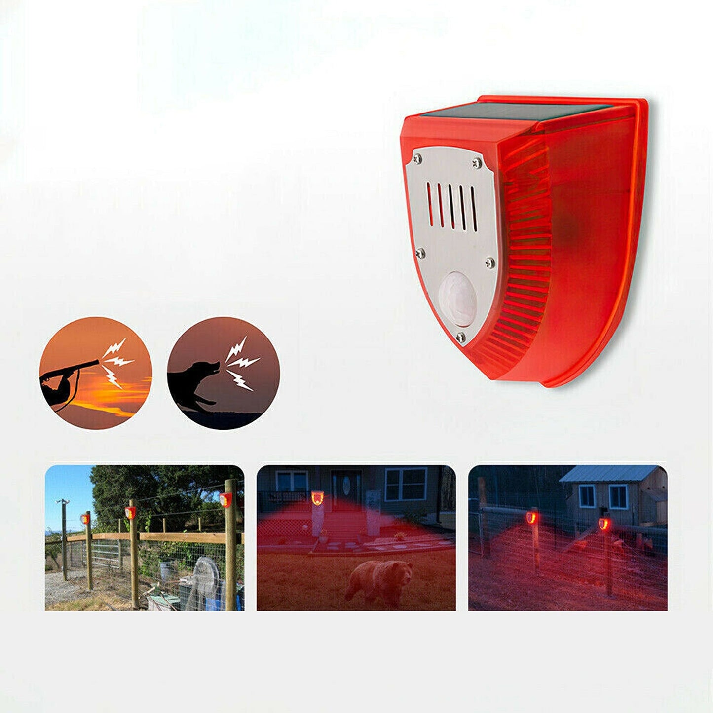 Outdoor Wireless Solar Alarm Light with PIR Motion Sensor and Sound Alarm