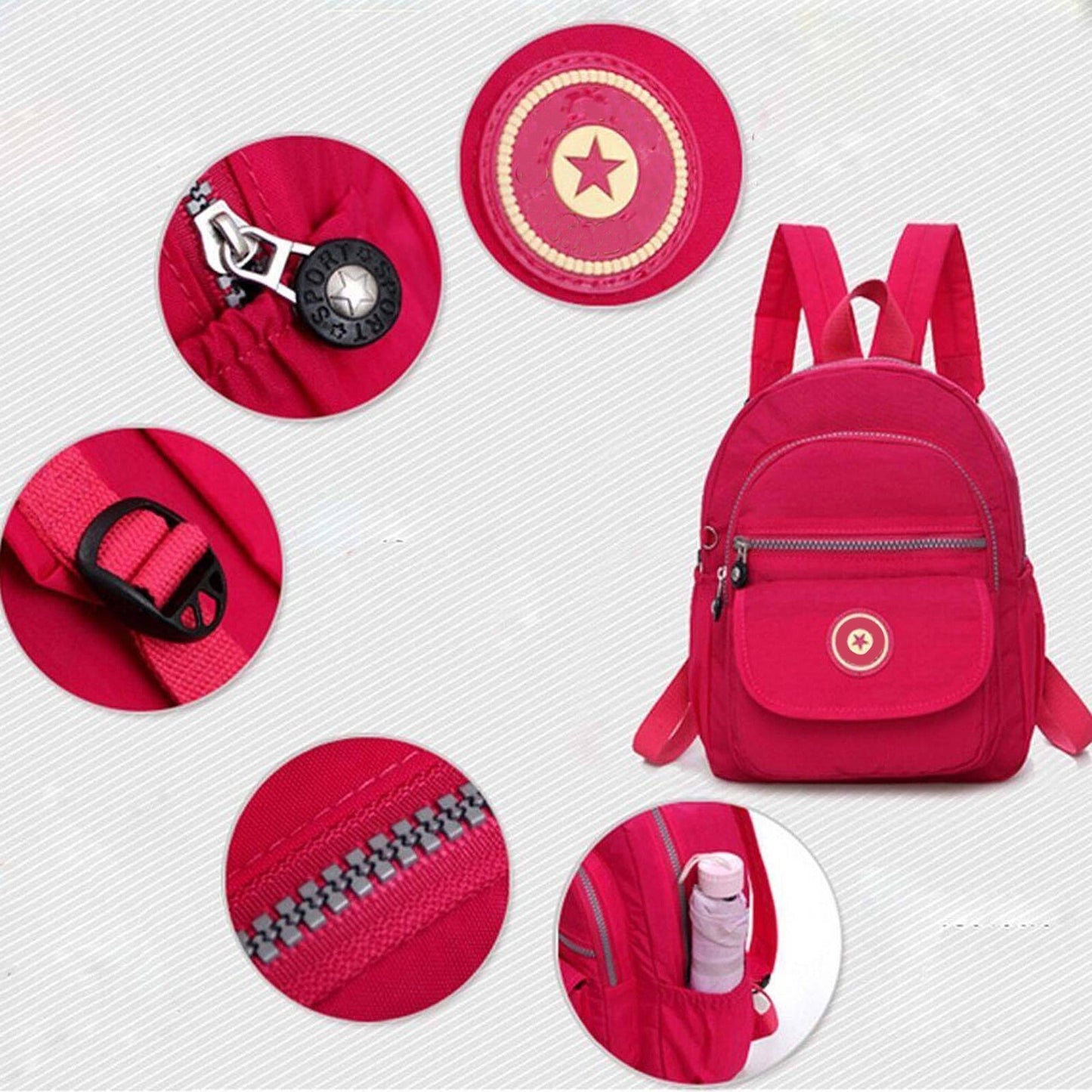 Casual Waterproof Nylon Rucksack Small Travel Backpack Women Shoulder Handbag
