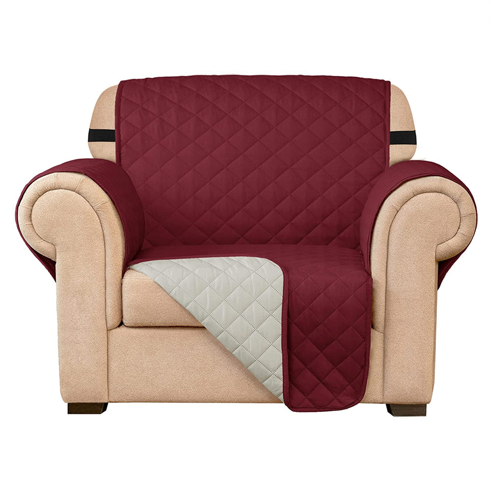 Wine Red Recliner Sofa Chair Cover with Non Slip Strap Pet Couch Protector Slipcover