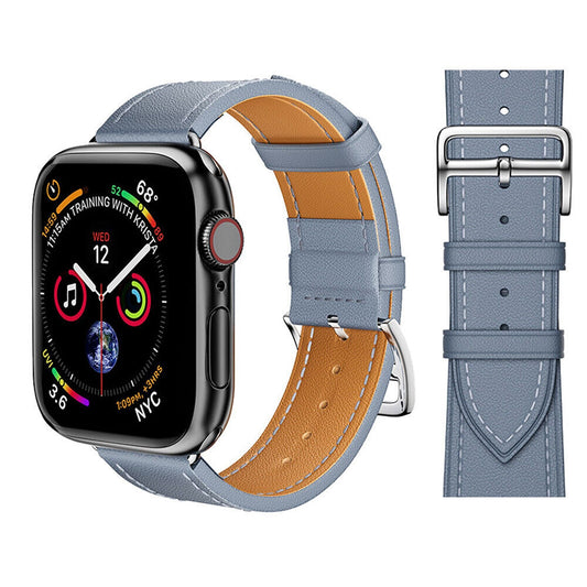 Blue Leather Strap For Apple Watch iWatch Band Series 9 8 7 6 5 4 3 SE 45 44 41
