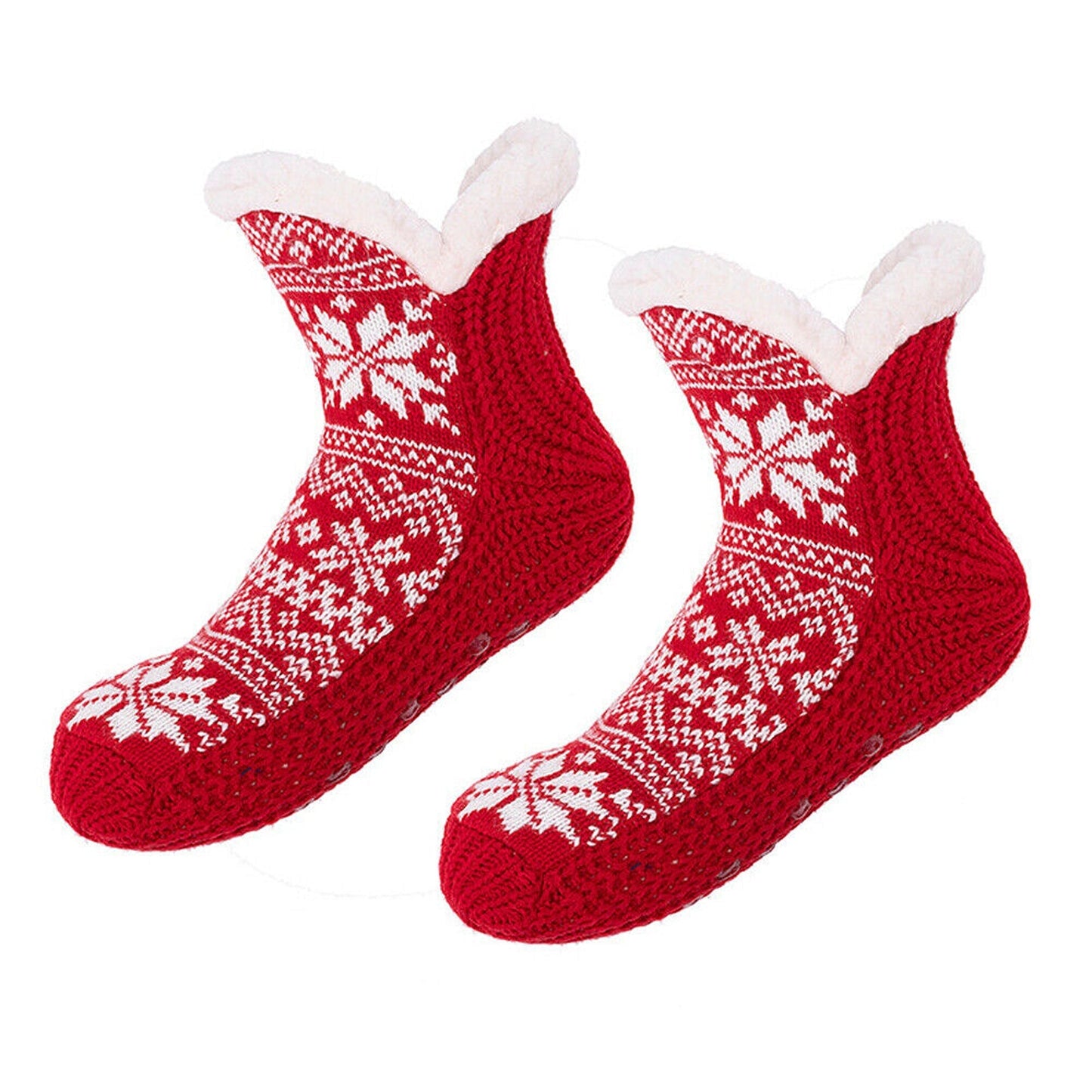 Winter Fleece Lined Women Slipper Socks Warm Fluffy Non Slip