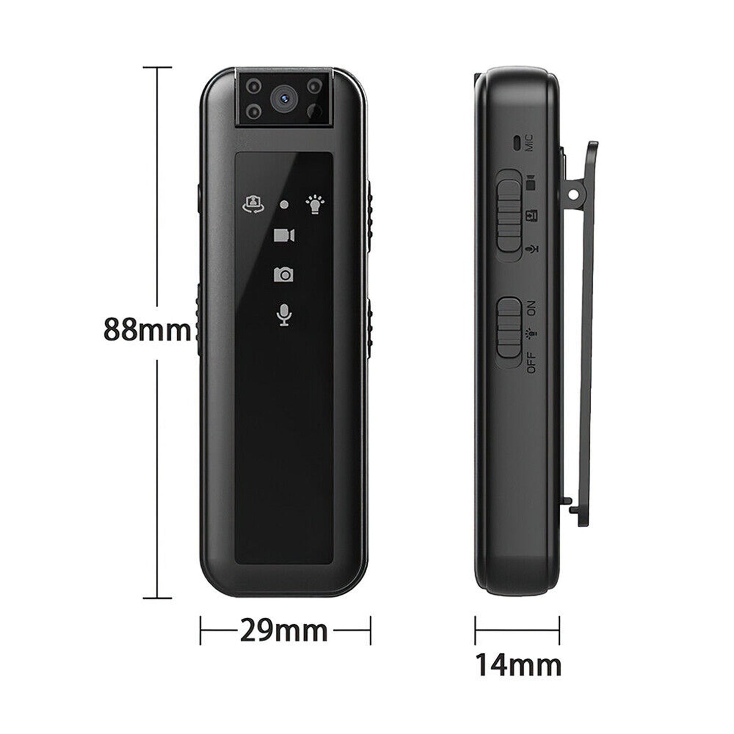 180 Degree Rotatable Mini Clip Camera with HD Night Vision 1080P