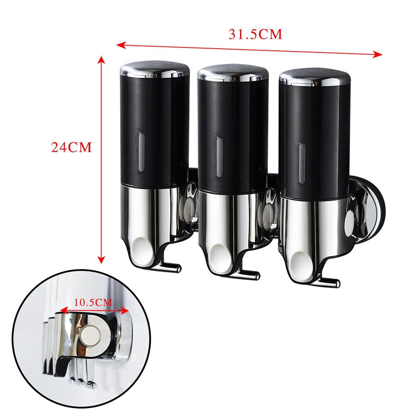Wall Mounted 1500ml Soap Dispenser for Bathroom - Shampoo and Gel Pump