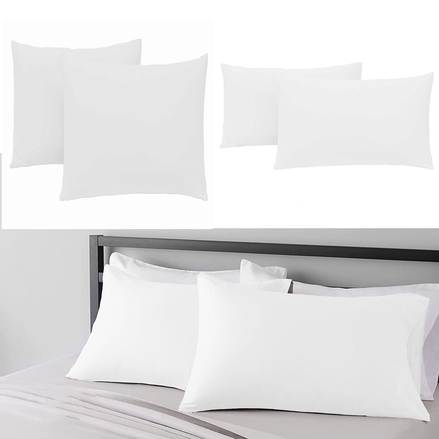 White 2 Pack Standard European Queen King Pillow Cases