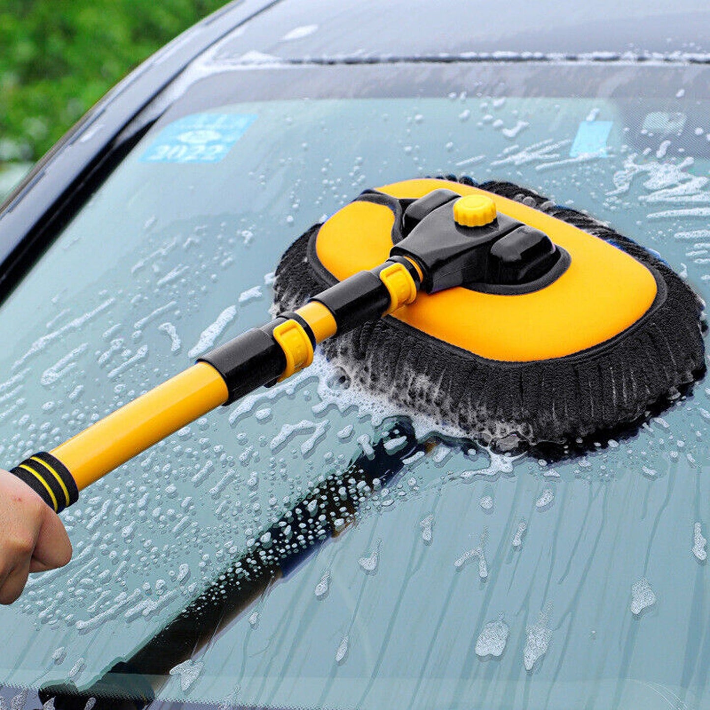 Long Handle Car Wash Brush with Special Mop for Roof and Window Cleaning