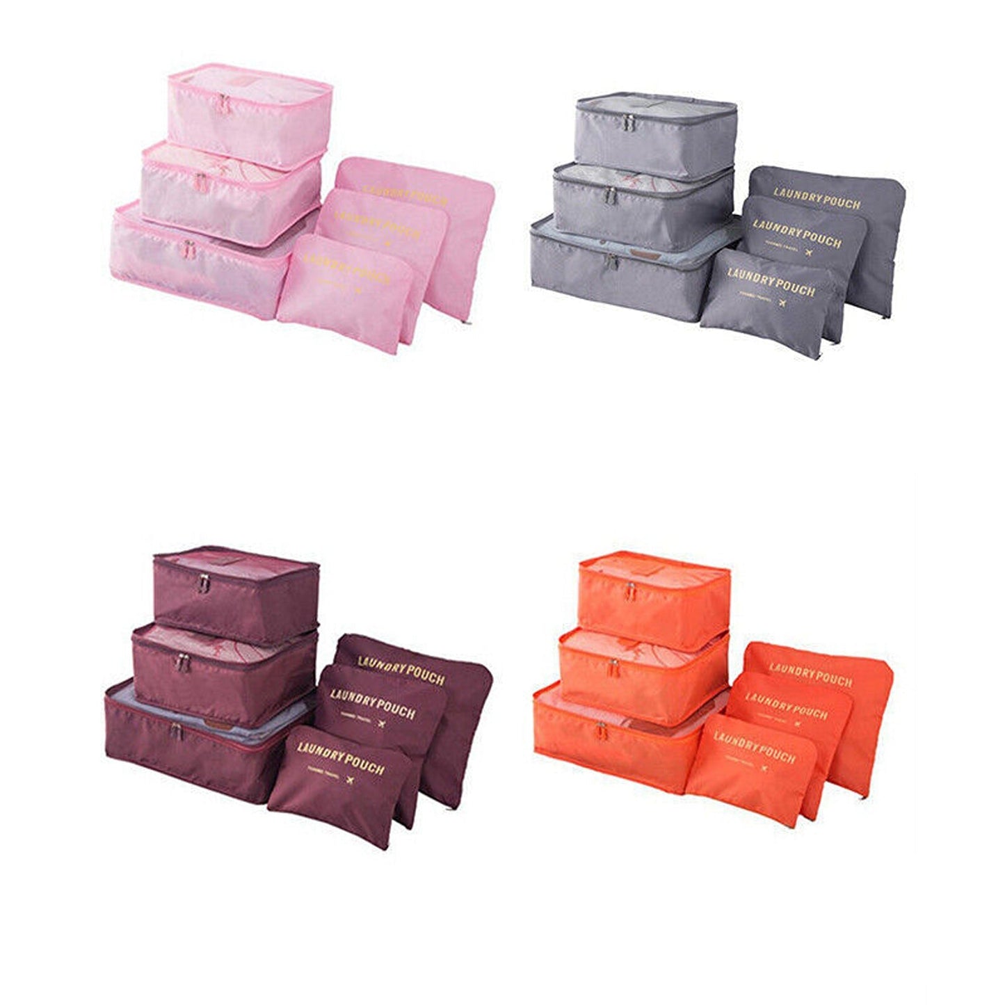 Six-Piece Travel Organizer Cubes for Efficient Luggage Packing