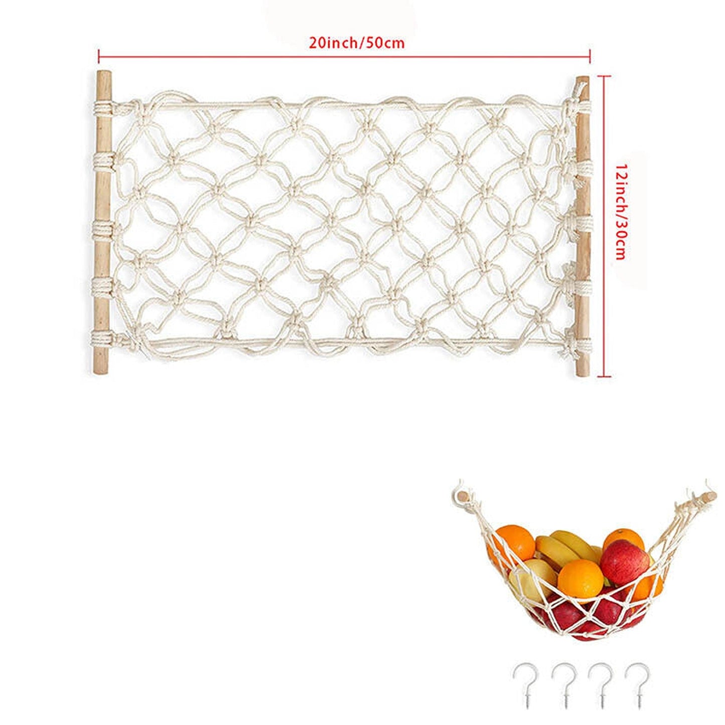 Kitchen Fruit Hammock Net Hanging Basket Storage for Dormitory Home 2 Styles