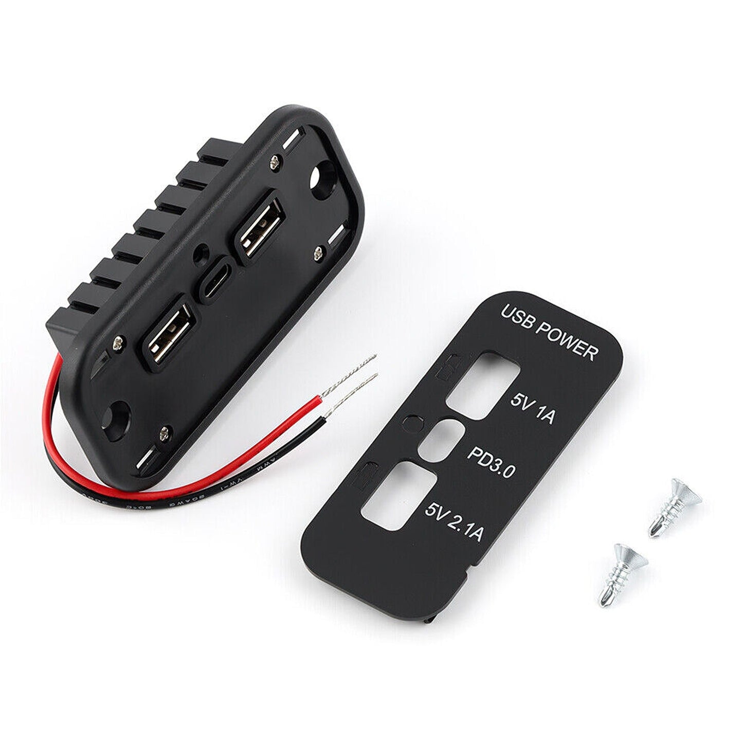 36W Dual USB PD Car Charger Adapter with 3 Ports Charging Socket Panel