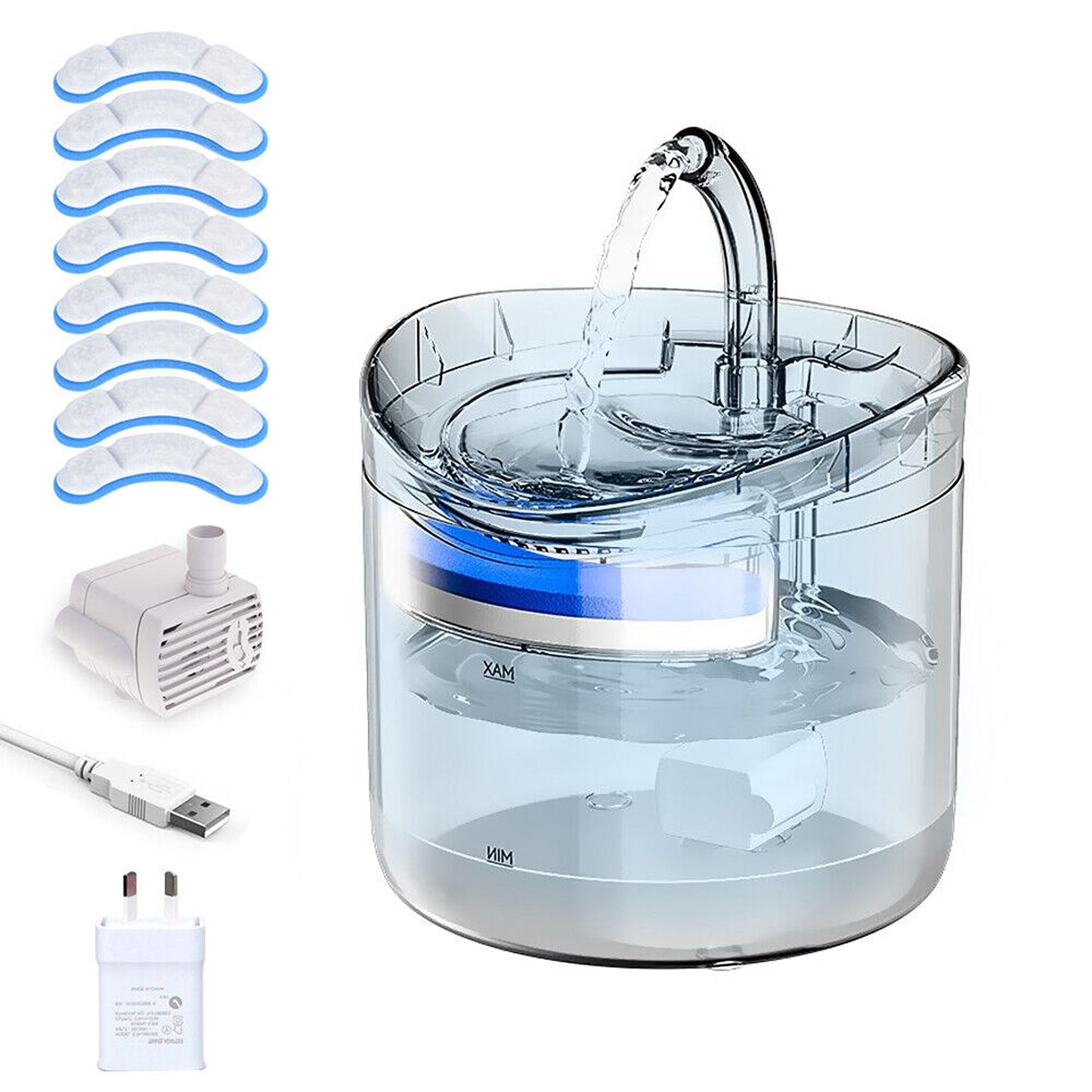 Automatic Electric 2L Pet Water Fountain Cat Dog Sensor Drink Dispenser Filter