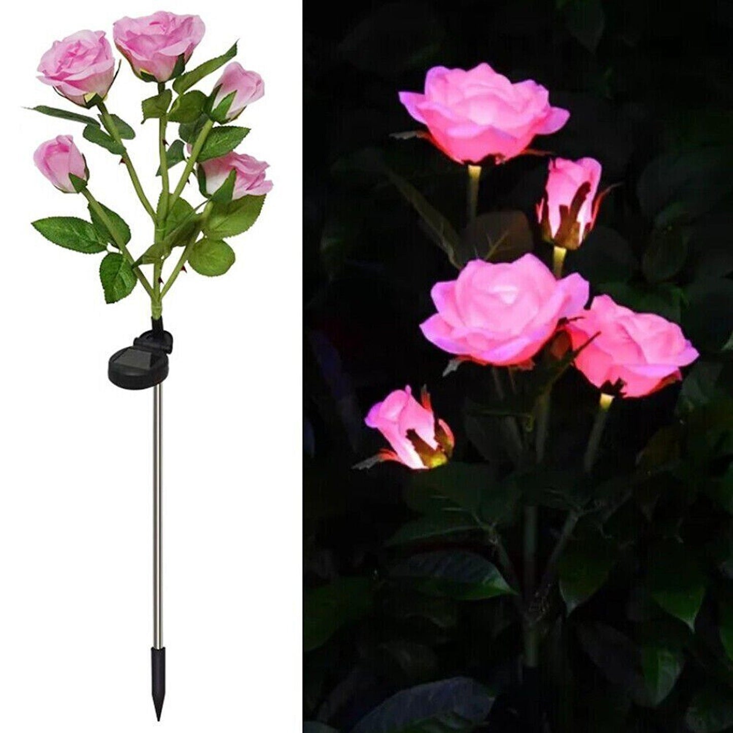 75cm Long Rose Flowers Solar Garden Lights for Yard and Xmas Decor