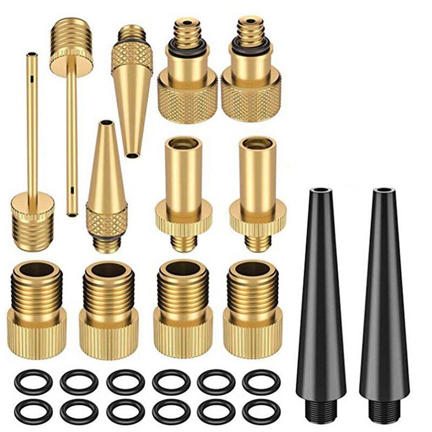 26pcs Bicycle Air Pump Adapter Set with Presta and Schrader Valve Needles