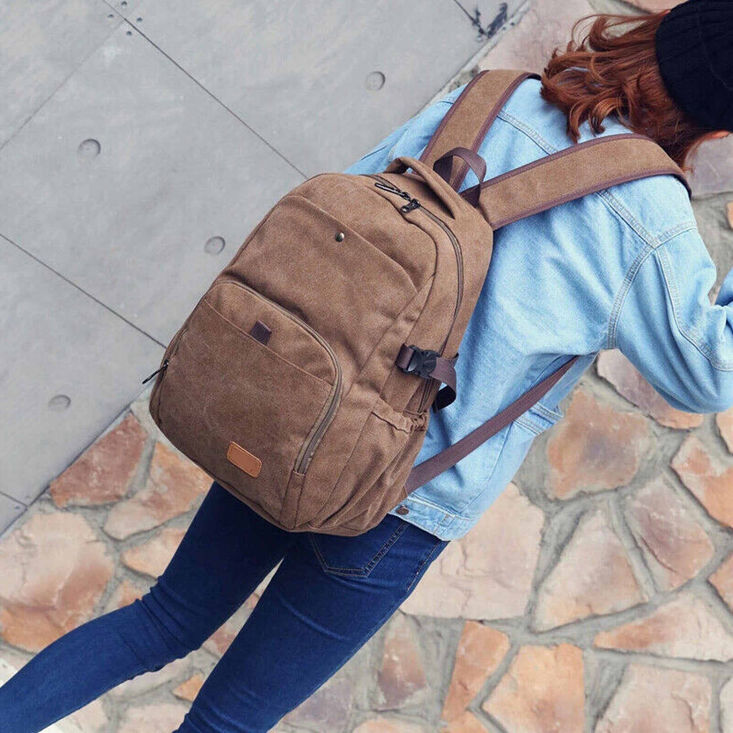 Large Canvas Backpack for Laptops School Travel Bag for Men and Women