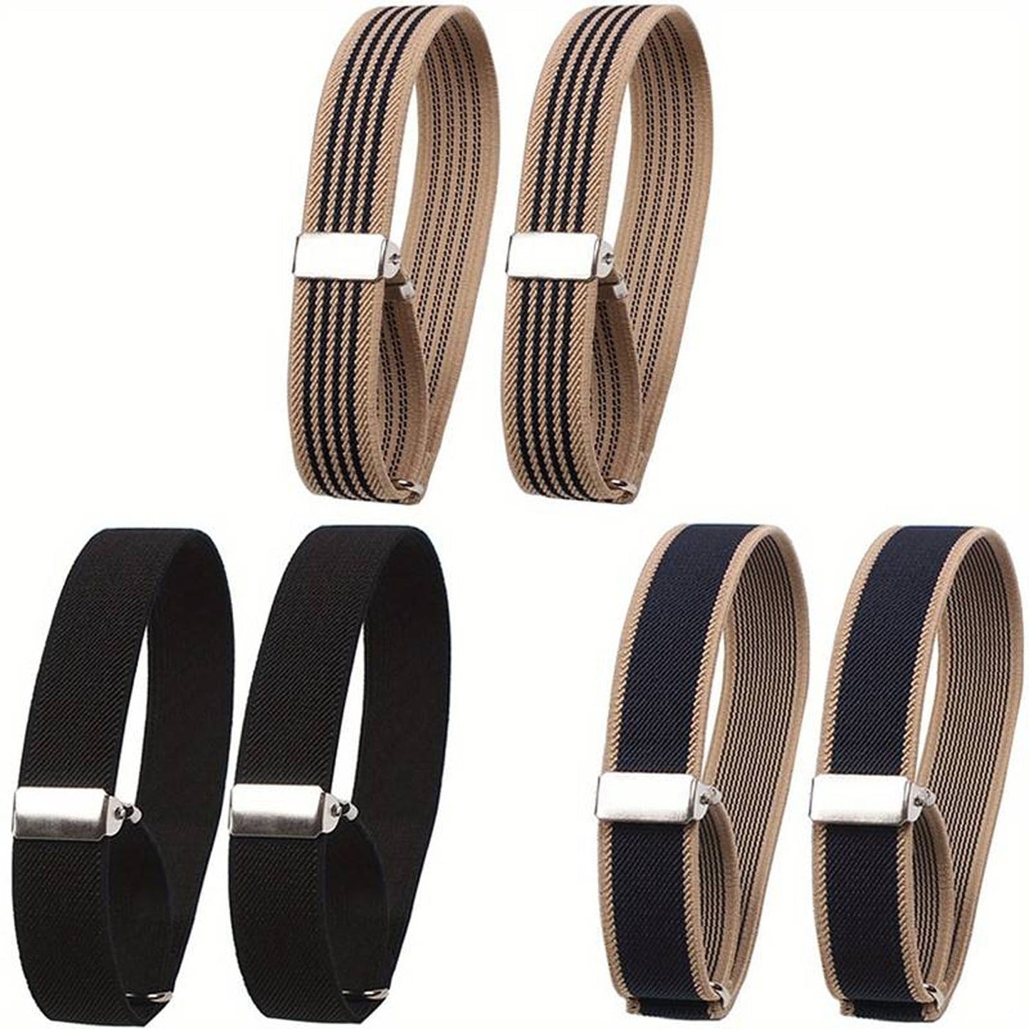 6pcs Fashion Elastic Shirt Sleeve Garters Unisex Anti-Slip Armbands