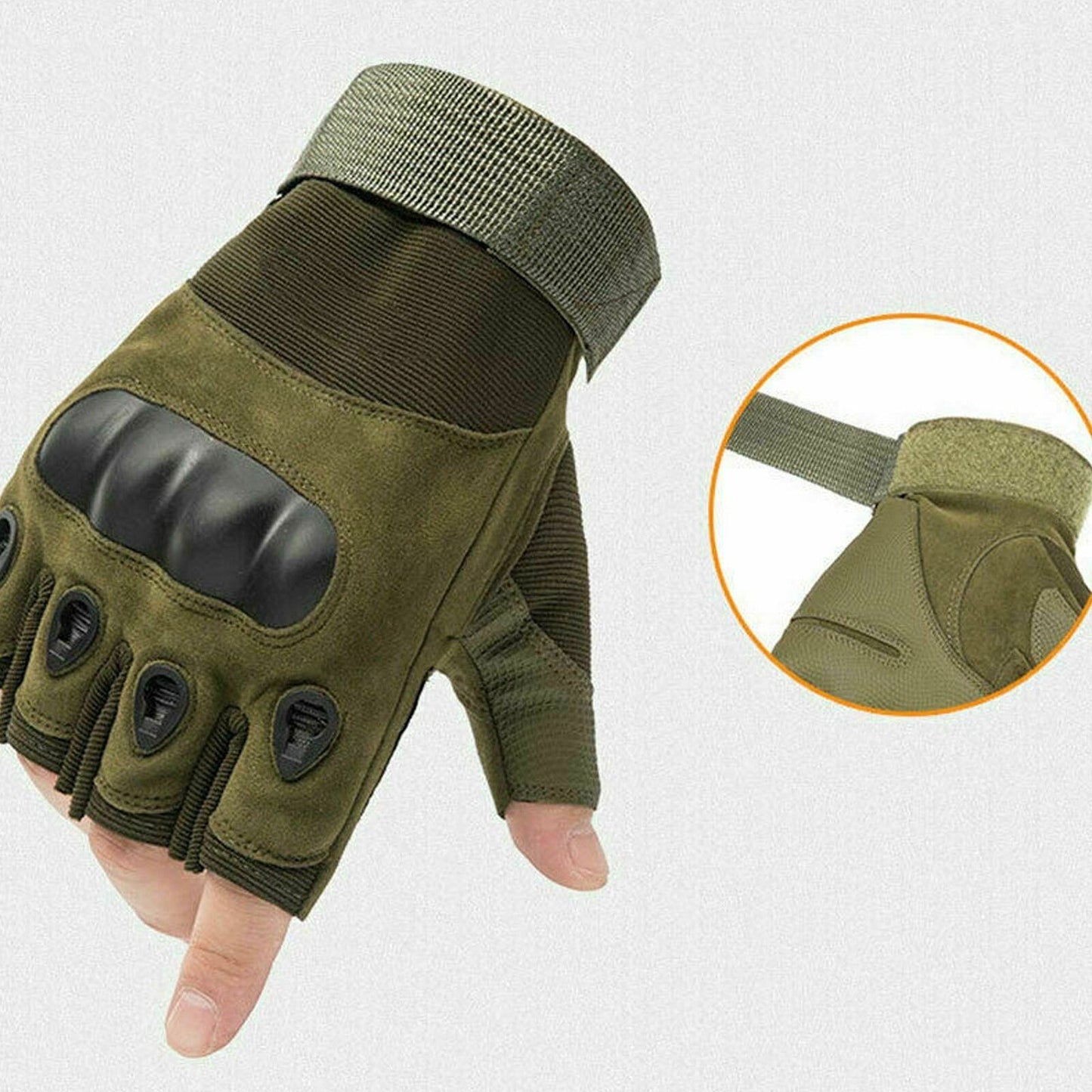 Army Green Tactical Fingerless Gloves Motorcycle Combat Sport Leather