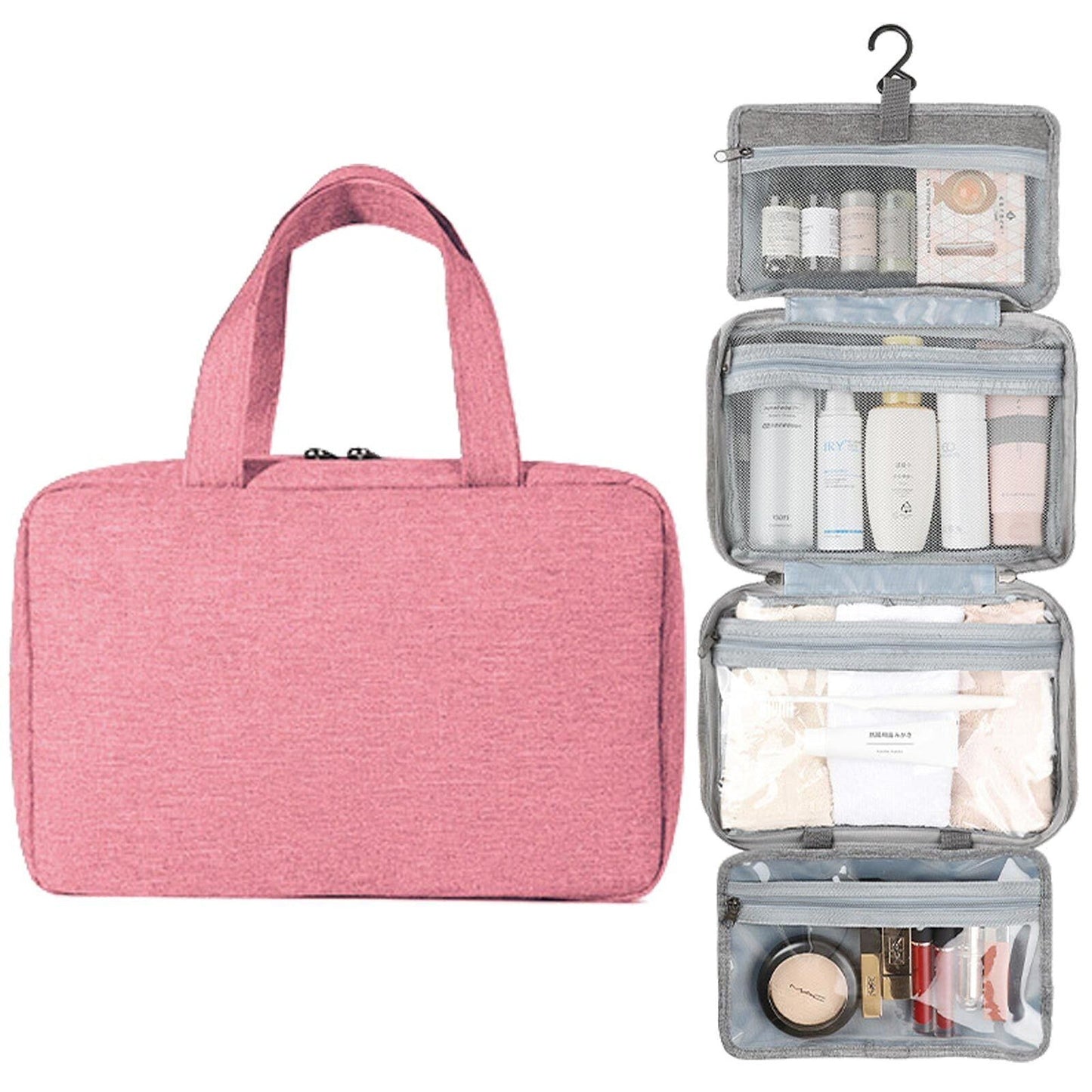 Large Travel Toiletry Organizer with Hanging Hook Cosmetic Makeup Bag