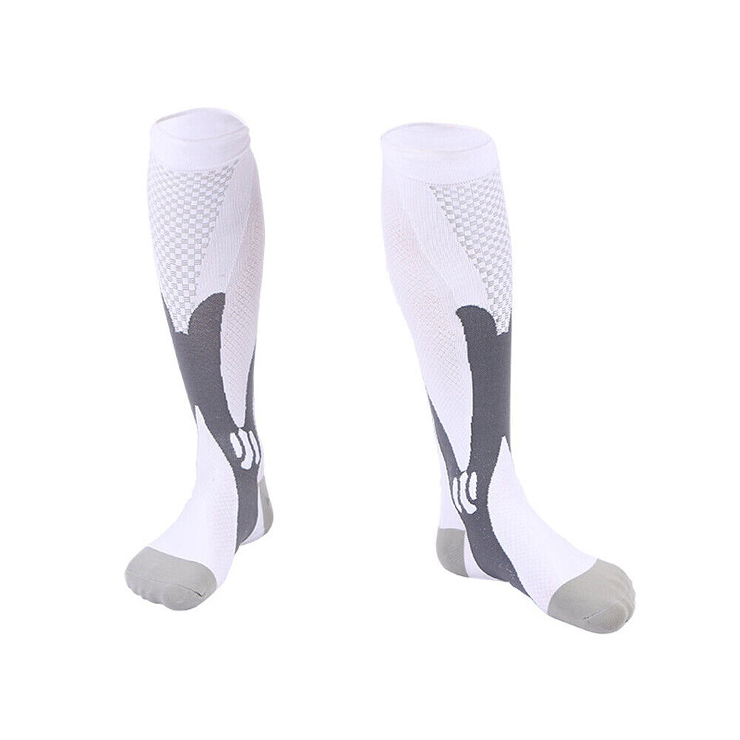 White Compression Socks with Copper Stockings Travel and Running Unisex