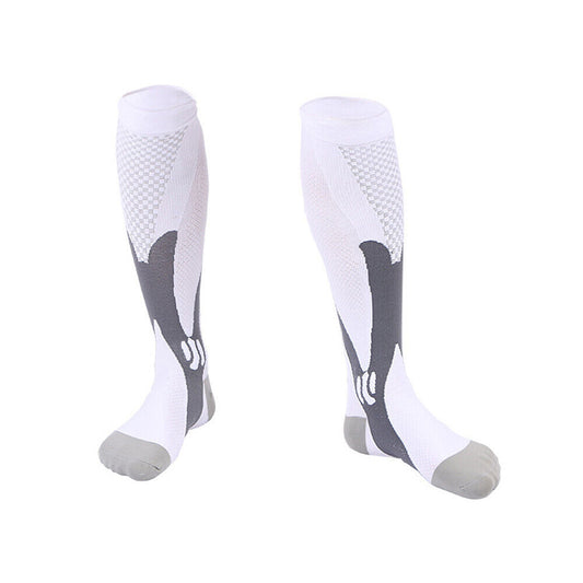 White Compression Socks with Copper Stockings Travel and Running Unisex