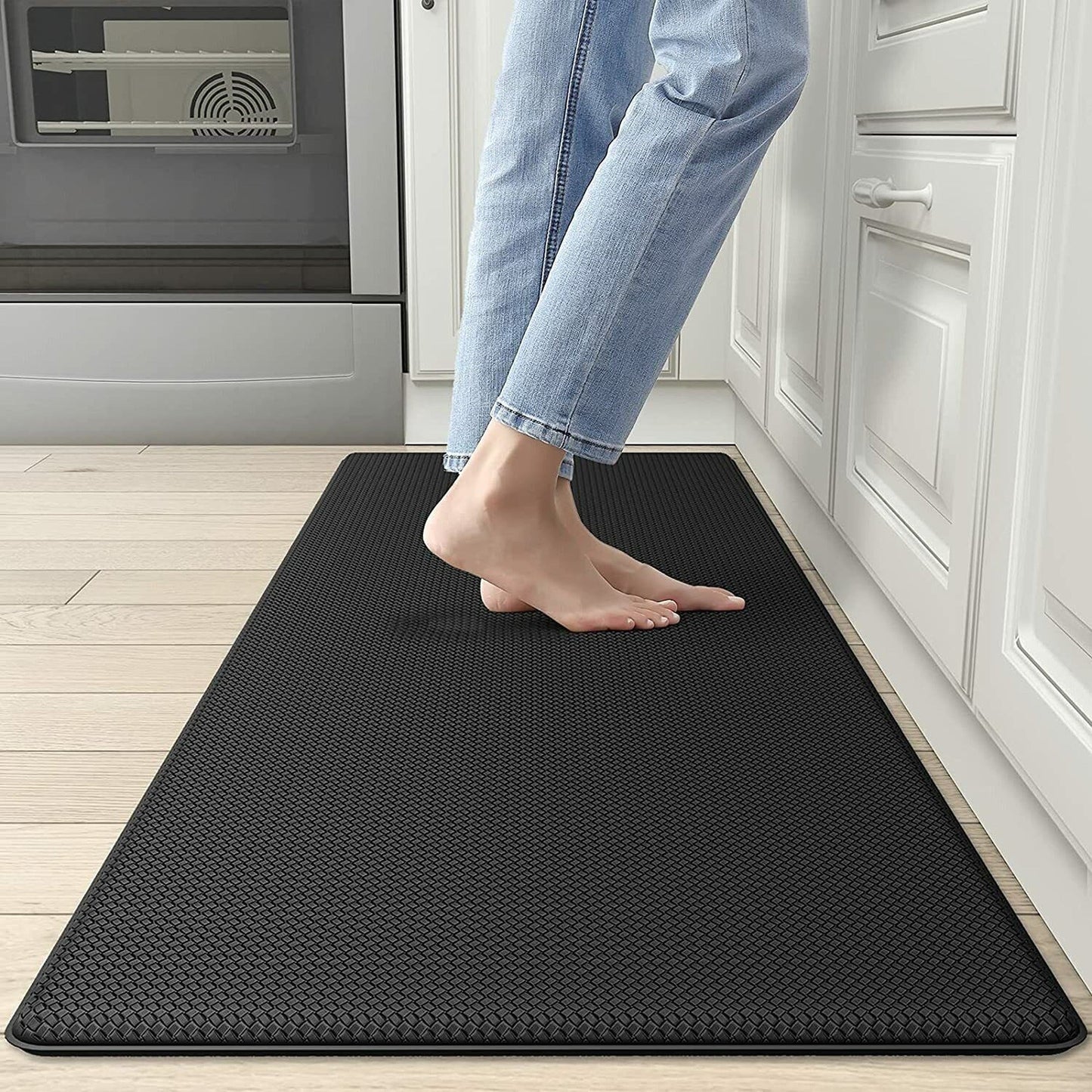 Black Anti-Oil Waterproof Kitchen Door Mat Non-Slip Floor Rug Carpet