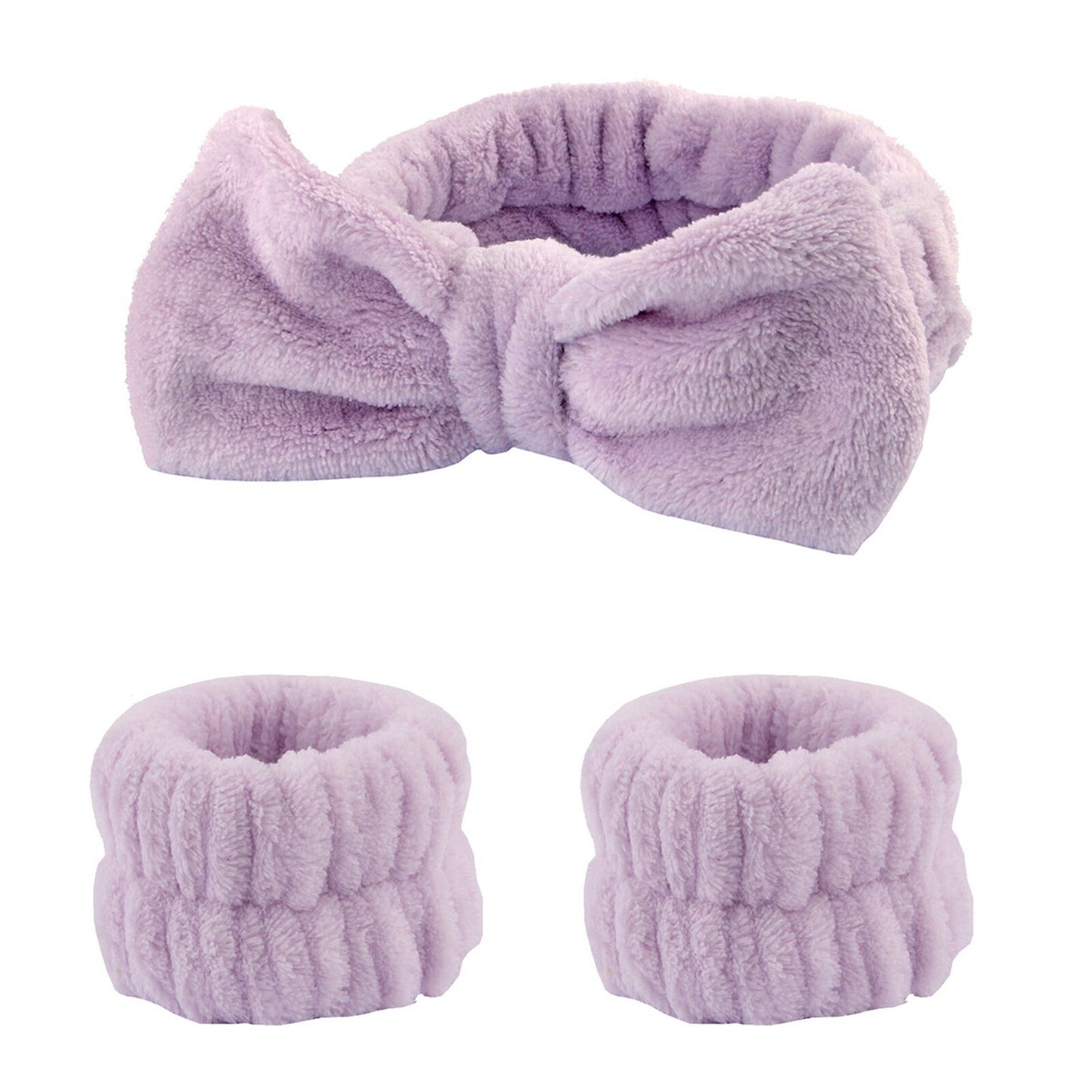 Absorbent Spa Wristbands and Headband Set for Face Washing