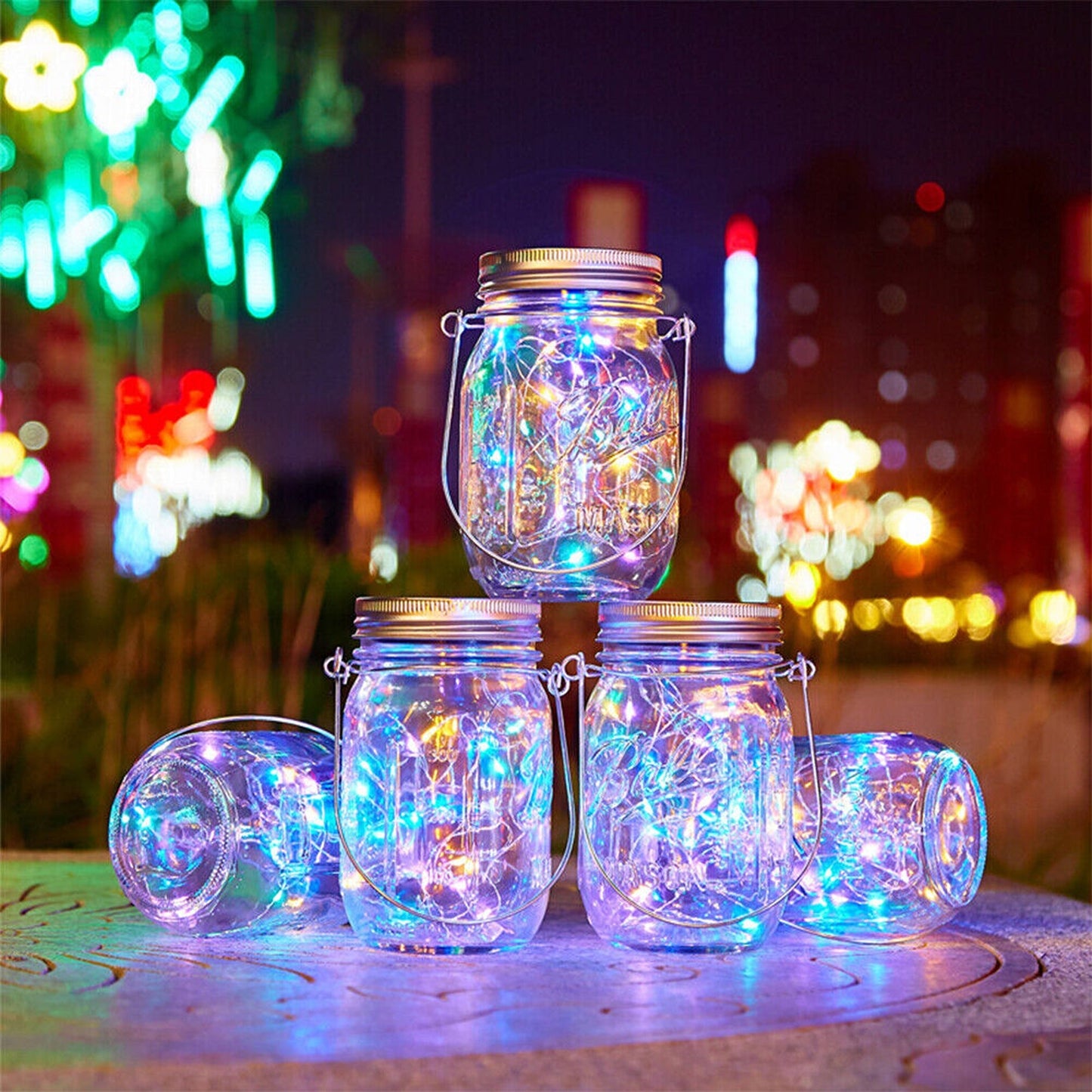 Outdoor Solar Powered Mason Jar Fairy Lights Garden Wedding Decor Lamp