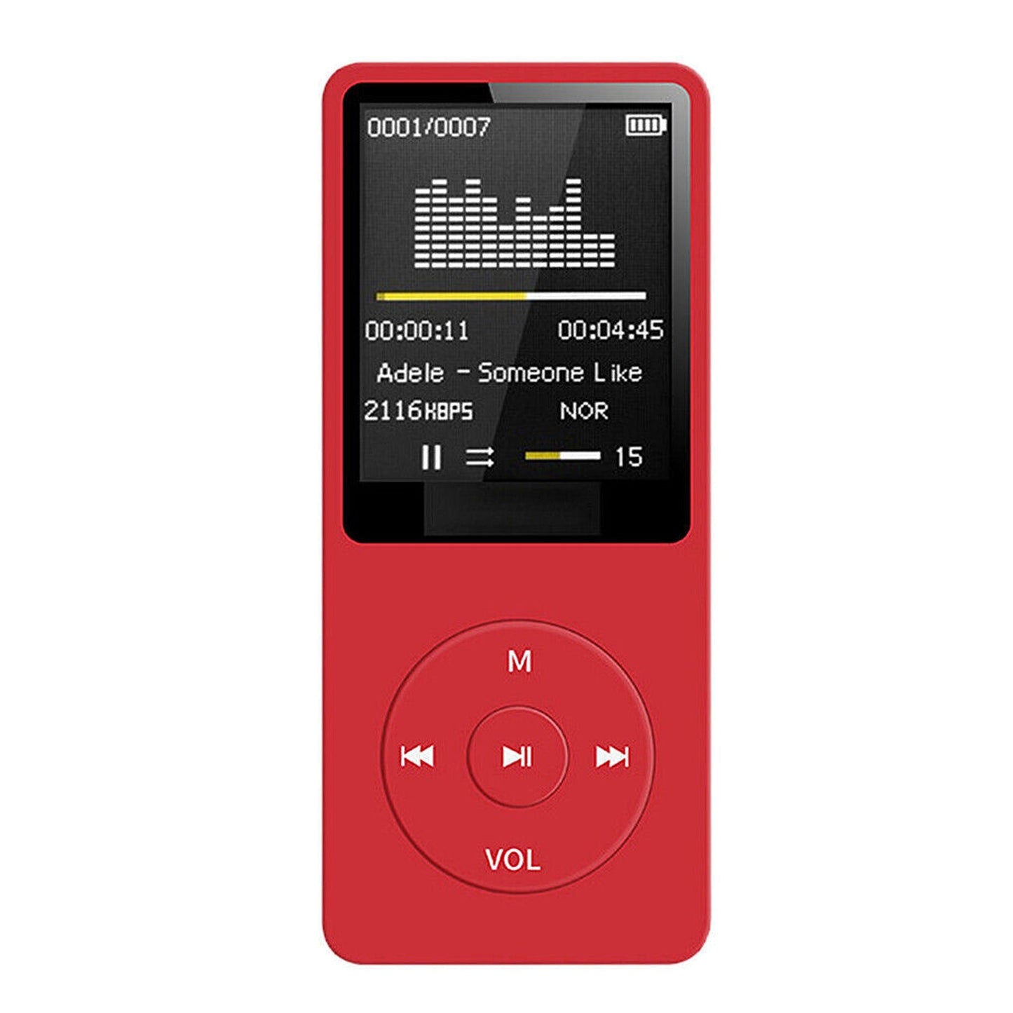 Portable MP3 Music Player with Rechargeable Battery and Audio Adapter
