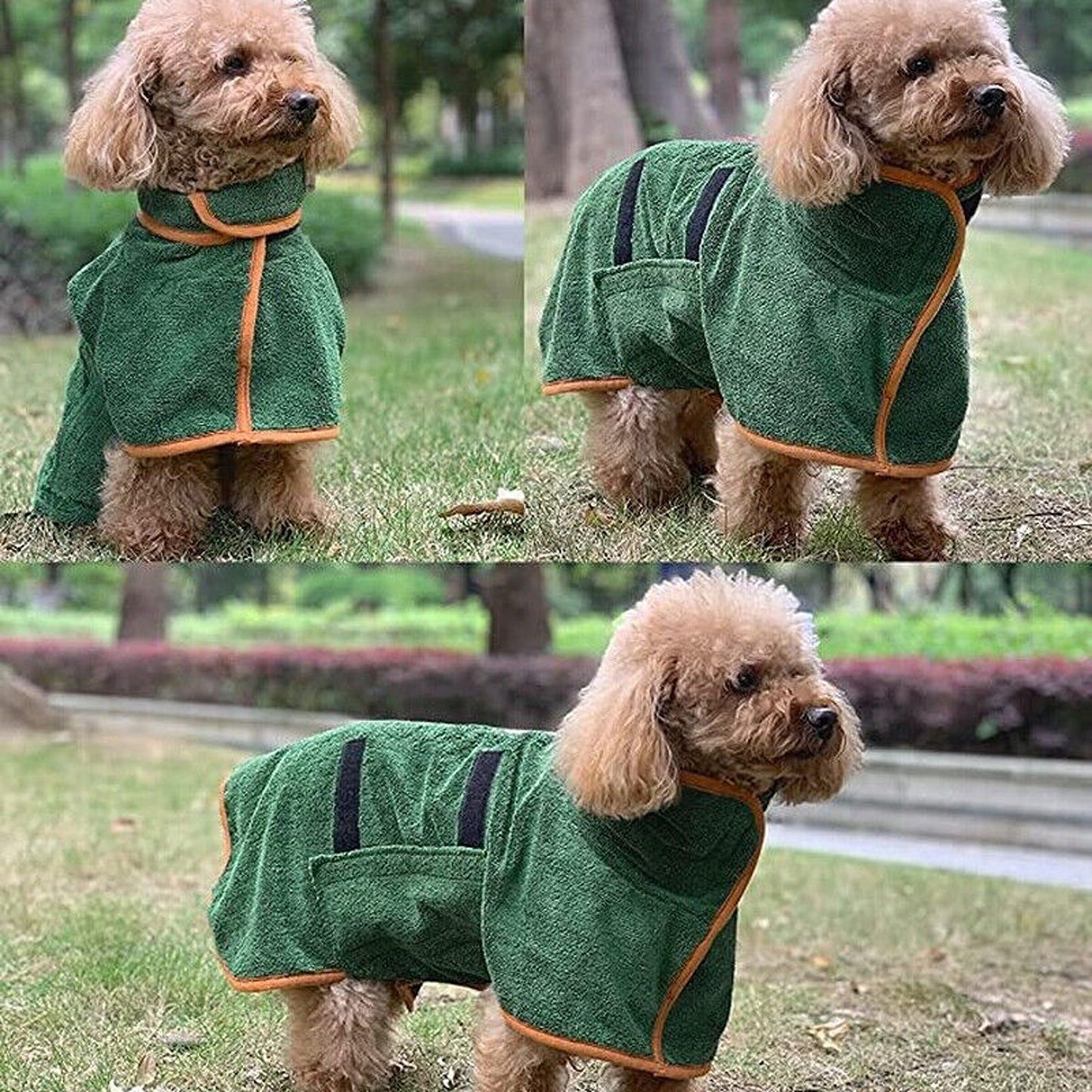 Green Soft Microfibre Dog Bathrobe Towel Drying Robe for Pets