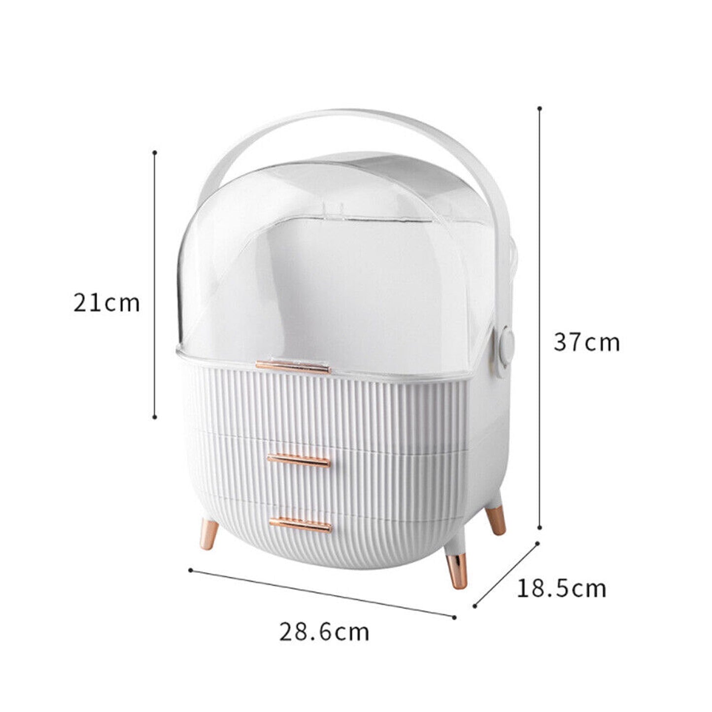 Portable Makeup Organizer Case with Cosmetic Storage and Jewelry Drawers