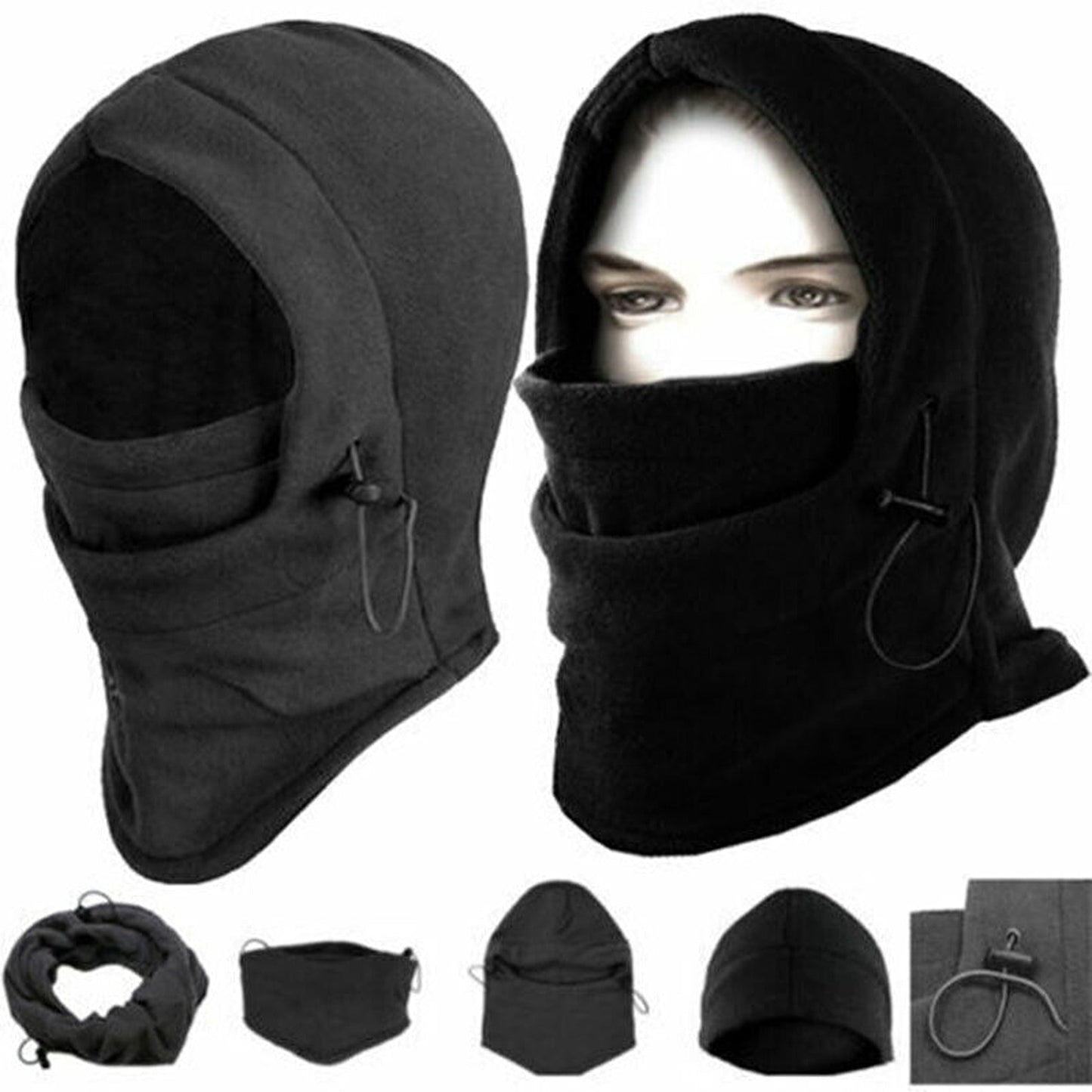 Fleece Hood Winter Thermal Balaclava Ski Face Mask Neck Warmer Cap