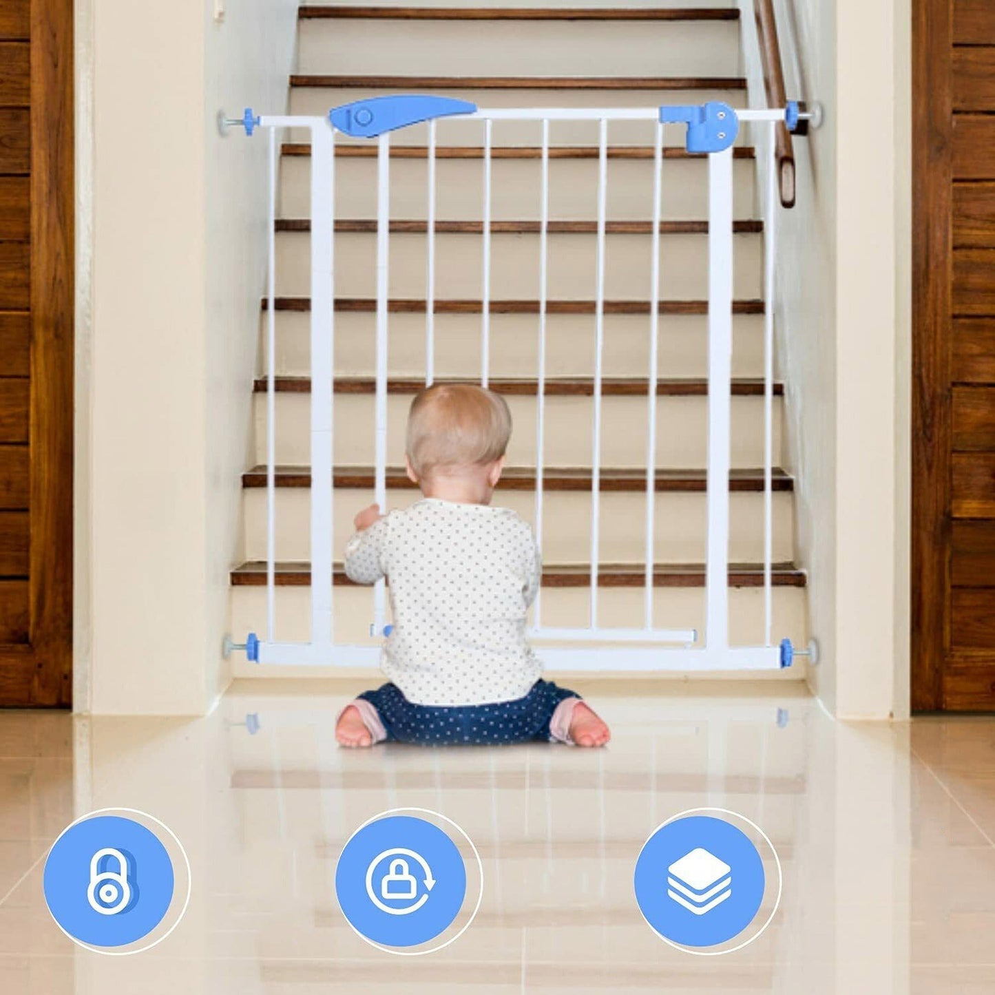 Wide Baby and Pet Room Divider Safety Barrier Gate with Adjustable Length