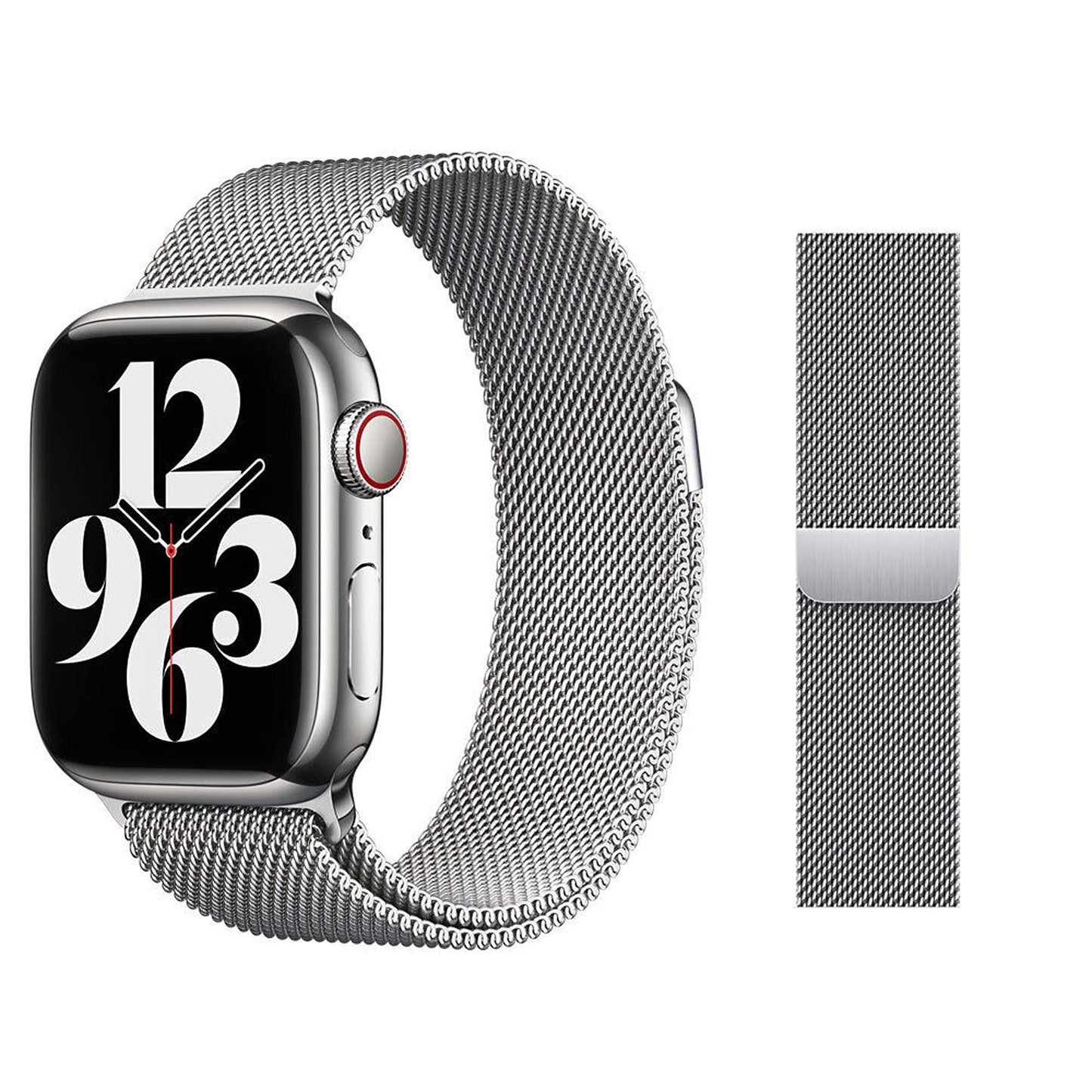 SilverMagnetic Stainless Steel Strap For Watch iWatch Band Series 9 8 7 SE 6 5 4