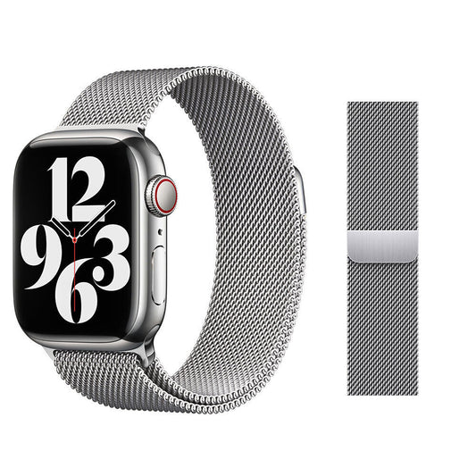 SilverMagnetic Stainless Steel Strap For Watch iWatch Band Series 9 8 7 SE 6 5 4