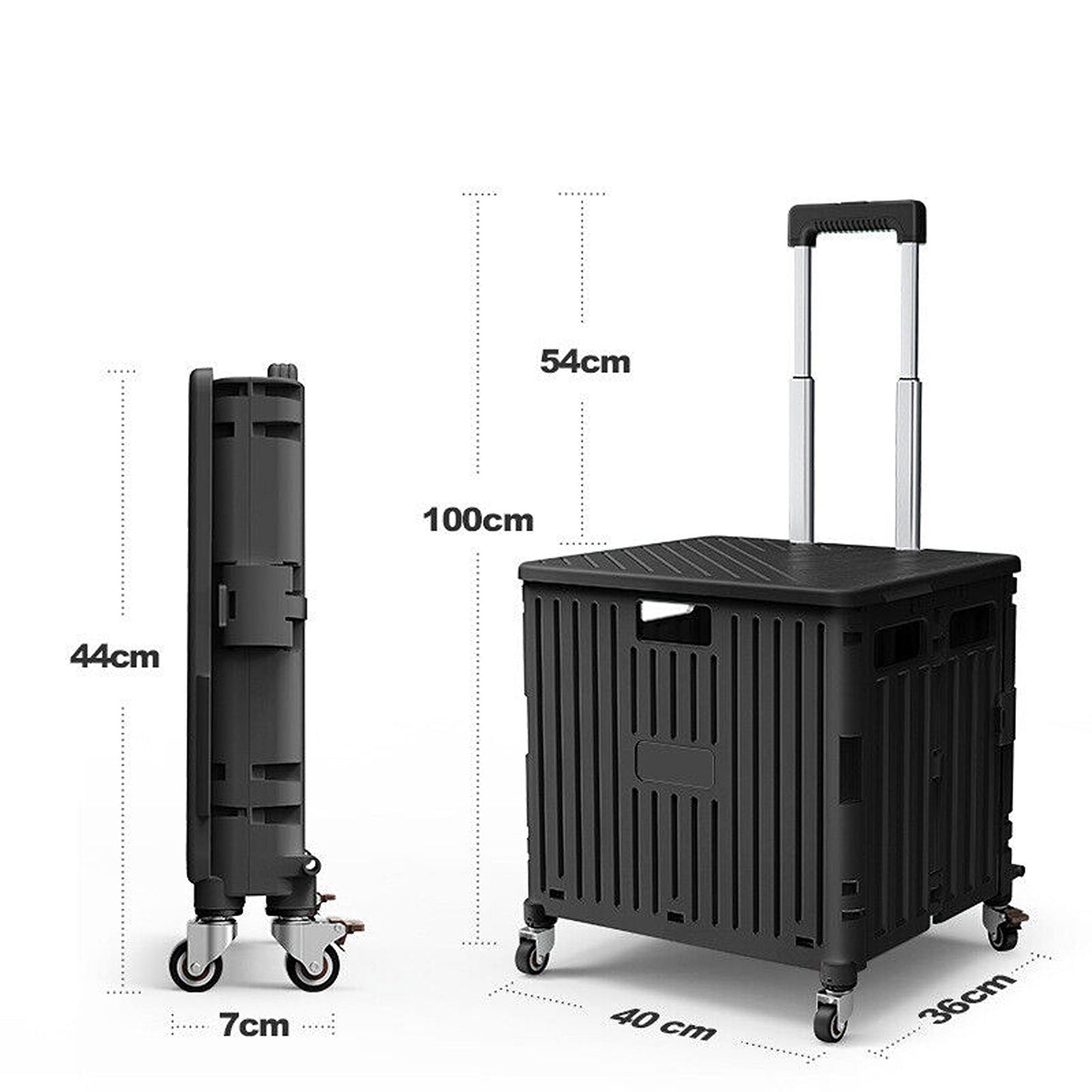 Foldable Grocery Shopping Trolley with 360 Degree Wheels and Lid