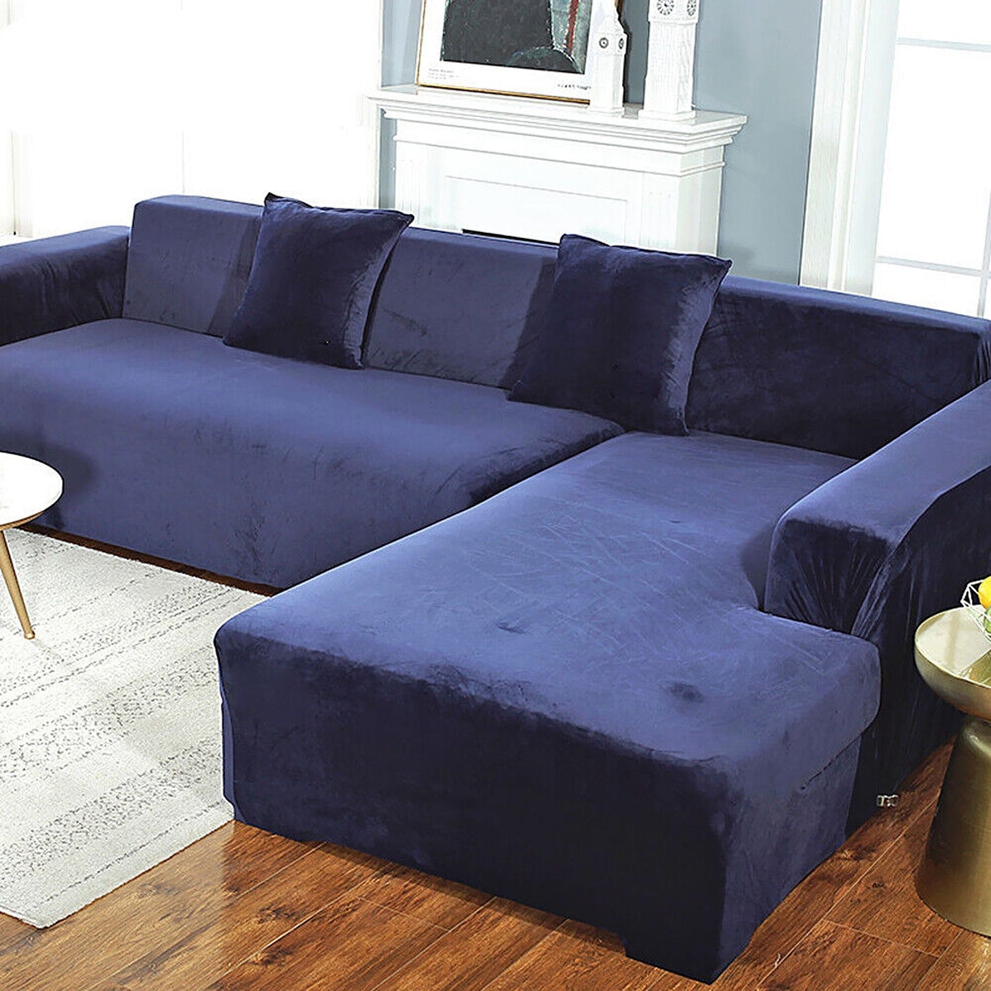 Navy Super Stretch Slipcover Velvet Sofa Covers Couch Cover