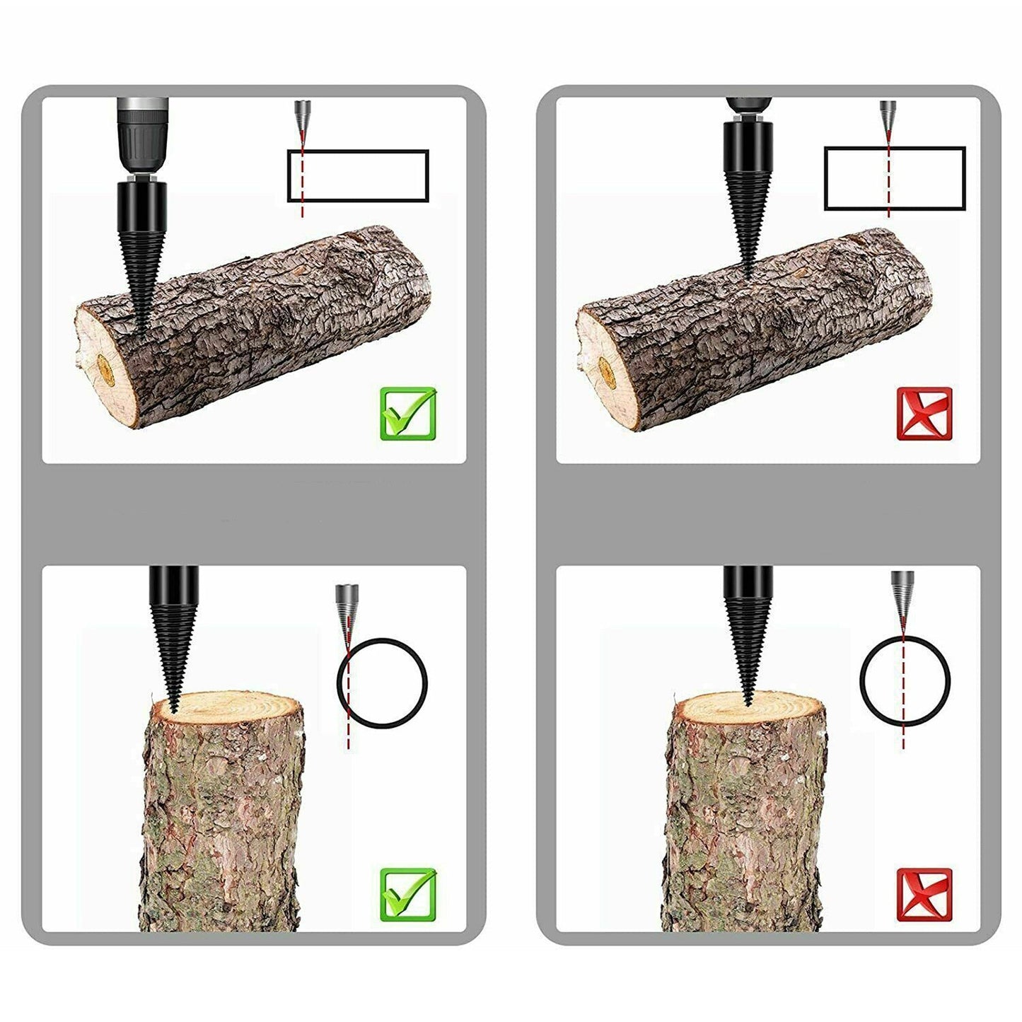 4pcs Hex Shank Firewood Drill Bit Wood Log Splitter Screw Cone