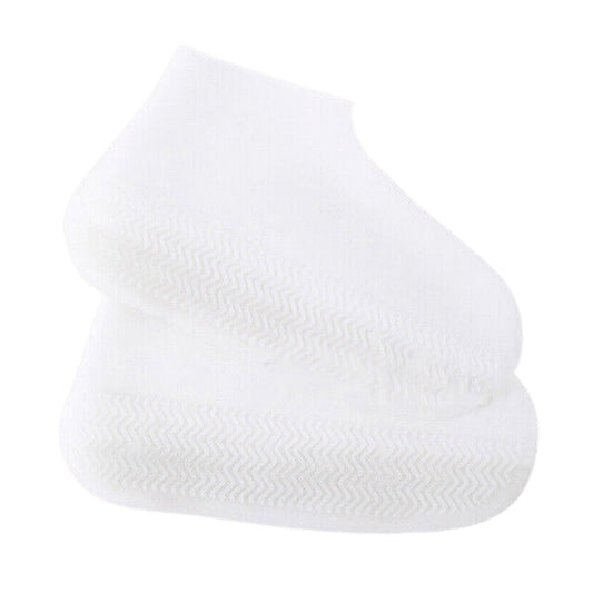 Durable White Silicone Rain Shoe Covers Waterproof Non-Slip Overshoe