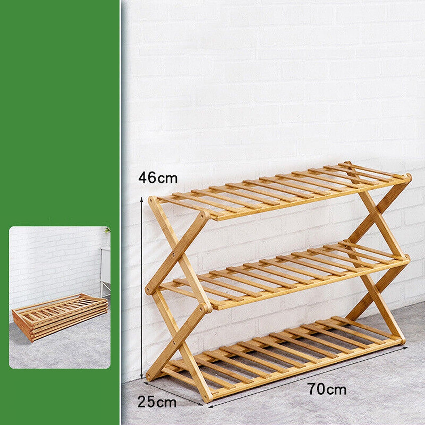 Bamboo Folding Shoe Rack with Multi-Tier Storage Shelf