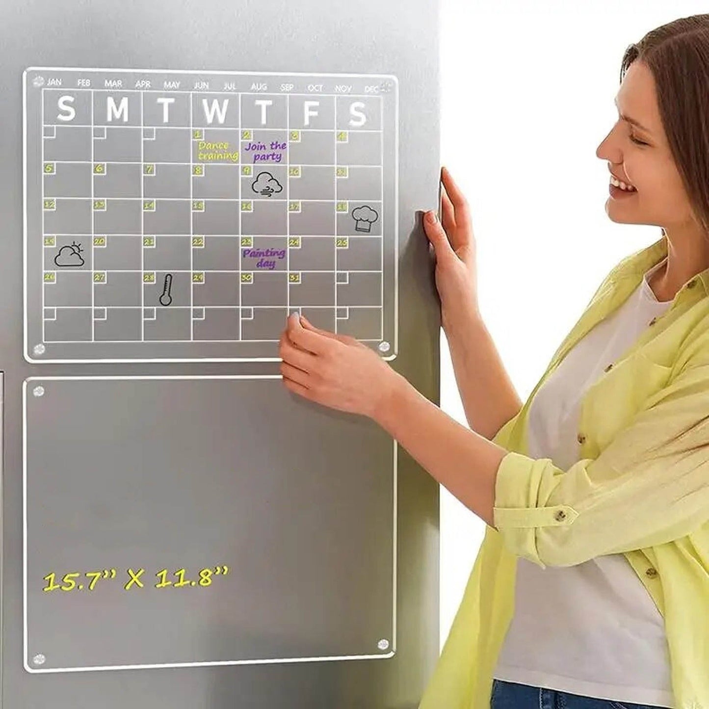 Magnetic Weekly Planner Whiteboard for Fridge with Acrylic Surface