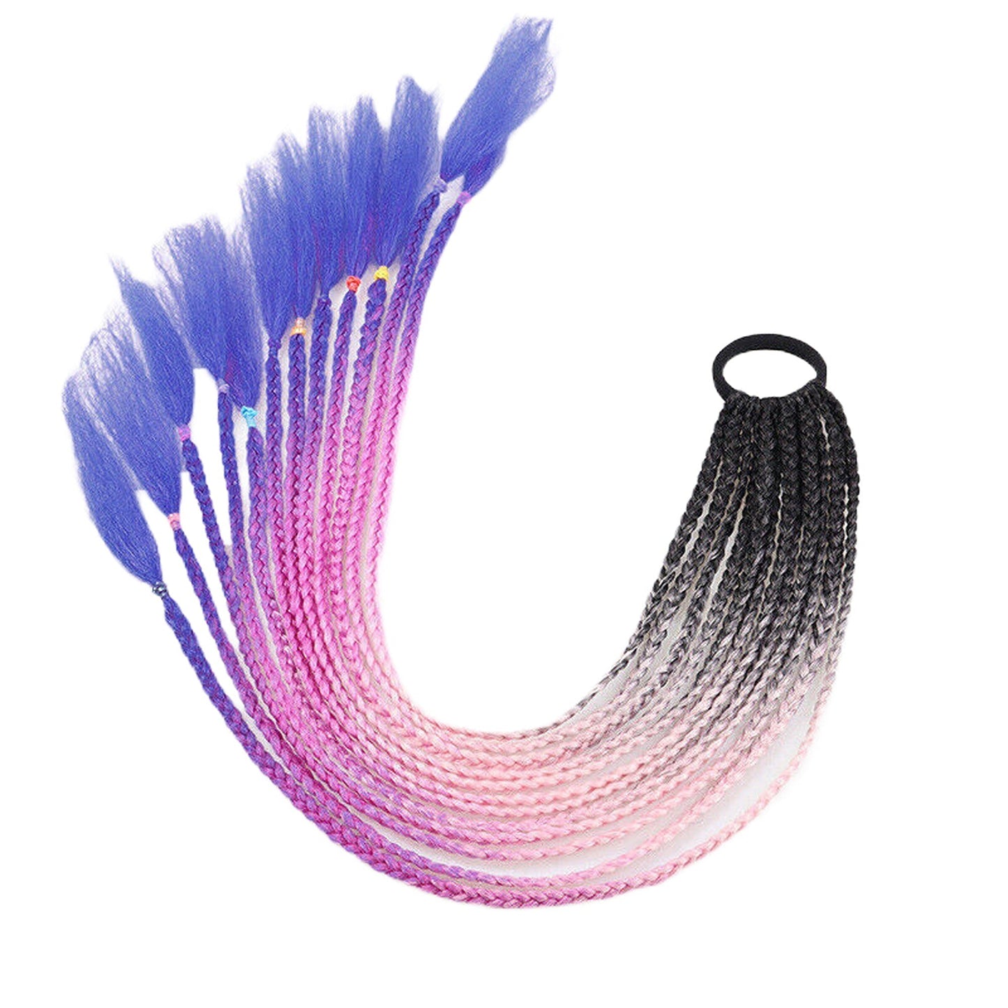 Colorful Braided Hair Extensions Elastic Ponytail Tie Fashion Accessory