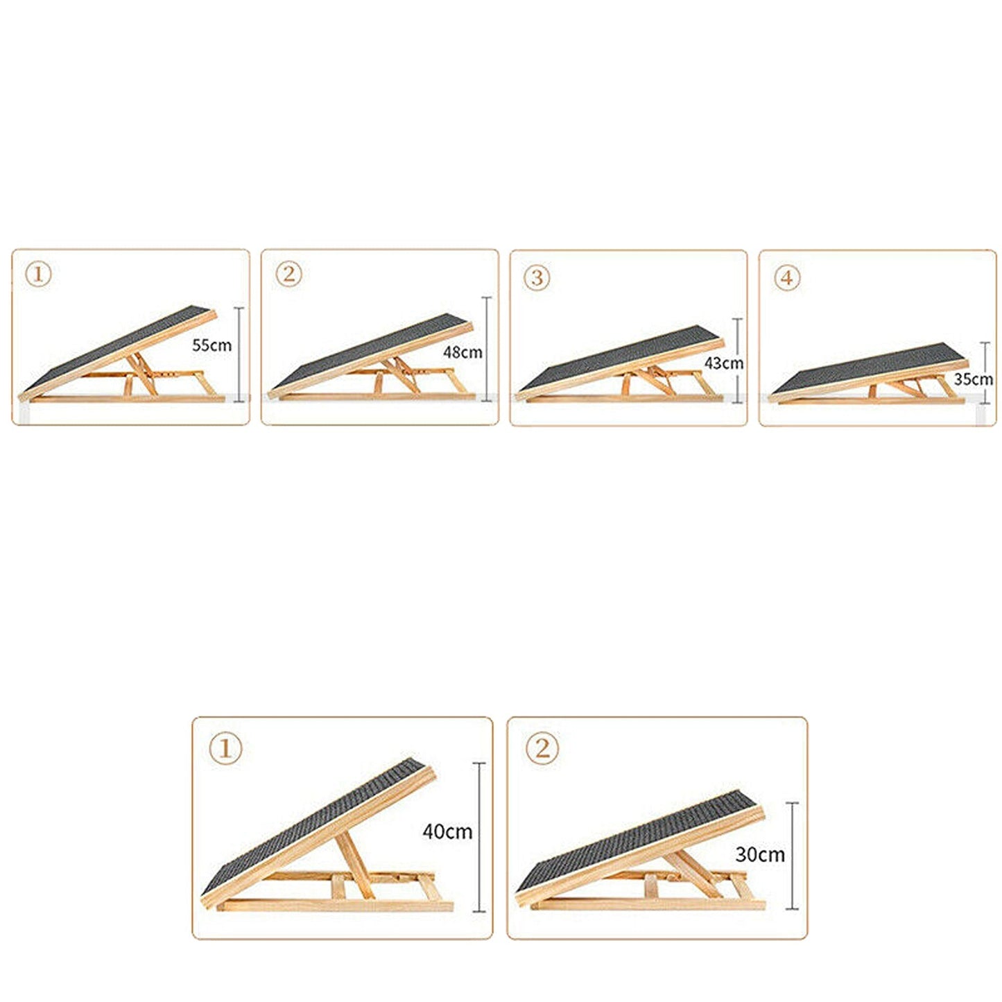 Adjustable Wooden Foldable Pet Ramp for Dogs Access to Bed Sofa Car