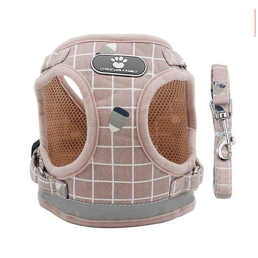 Pink Adjustable Mesh Pet Vest Harness for Cats and Dogs