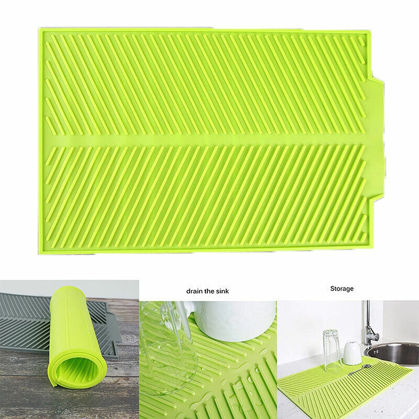 Heat Resistant Non-Slip Silicone Dish Drying Mat and Pot Holder