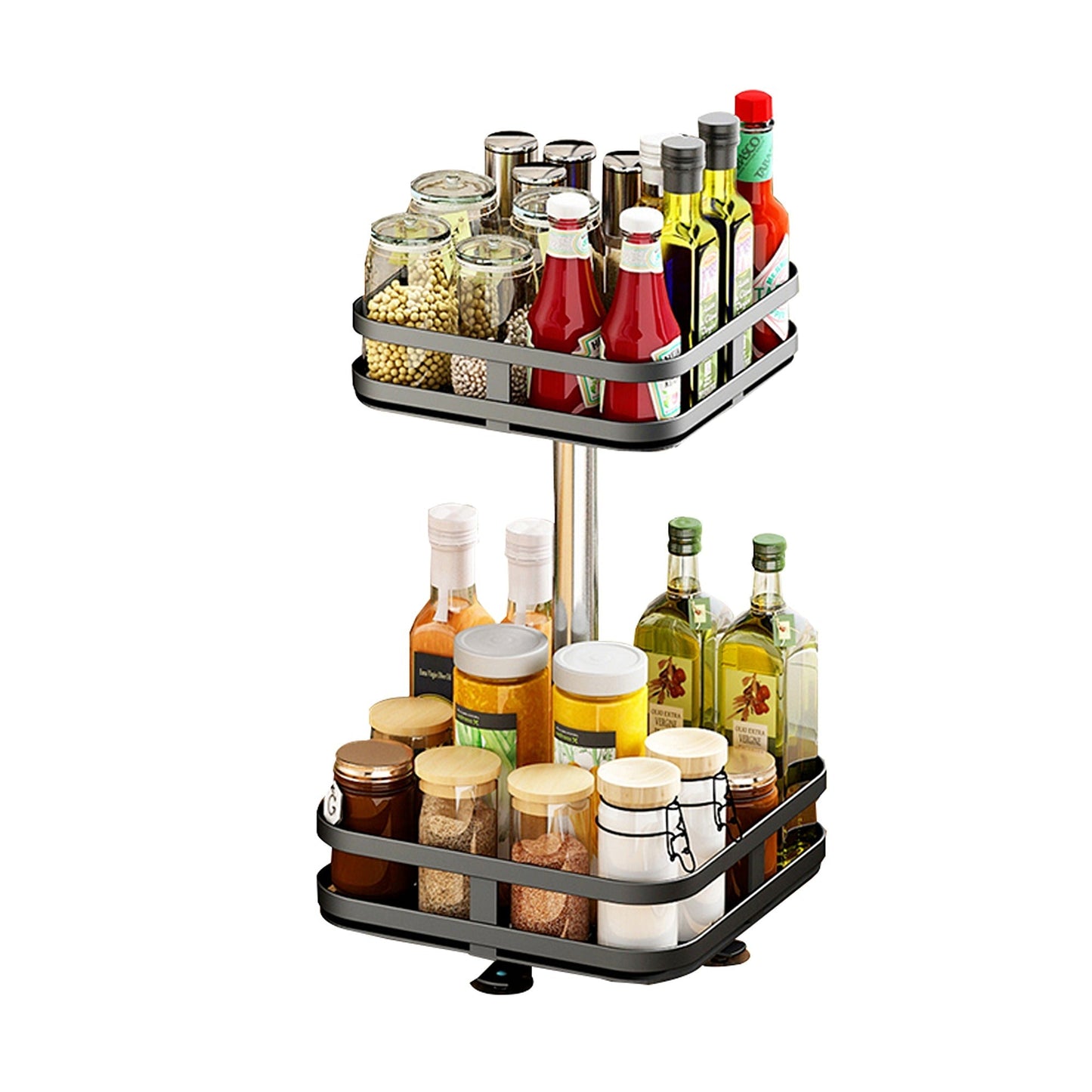 Rotating Kitchen Spice Rack Round Pantry Shelf Storage Organiser