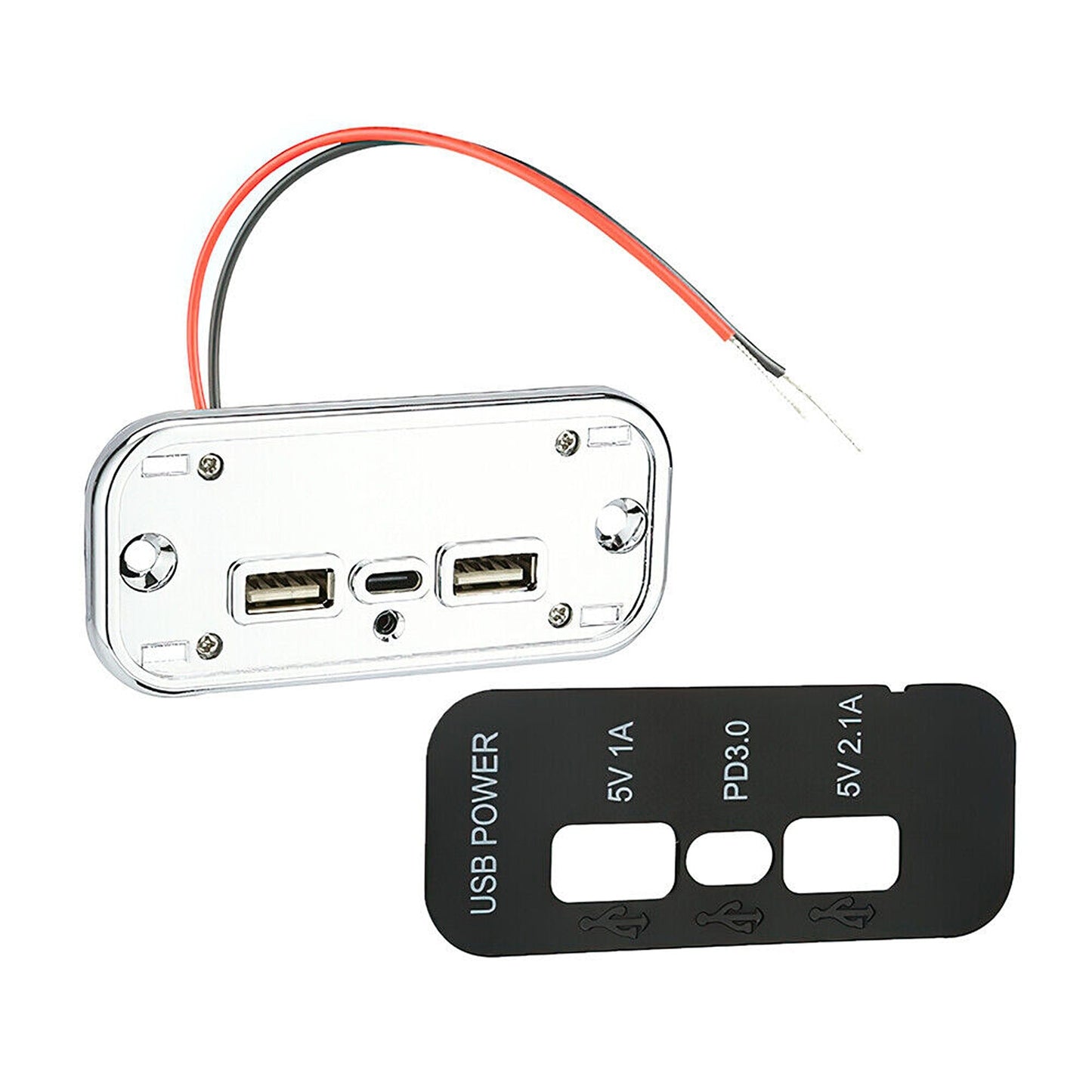 36W Dual USB PD Car Charger Adapter with 3 Ports Charging Socket Panel