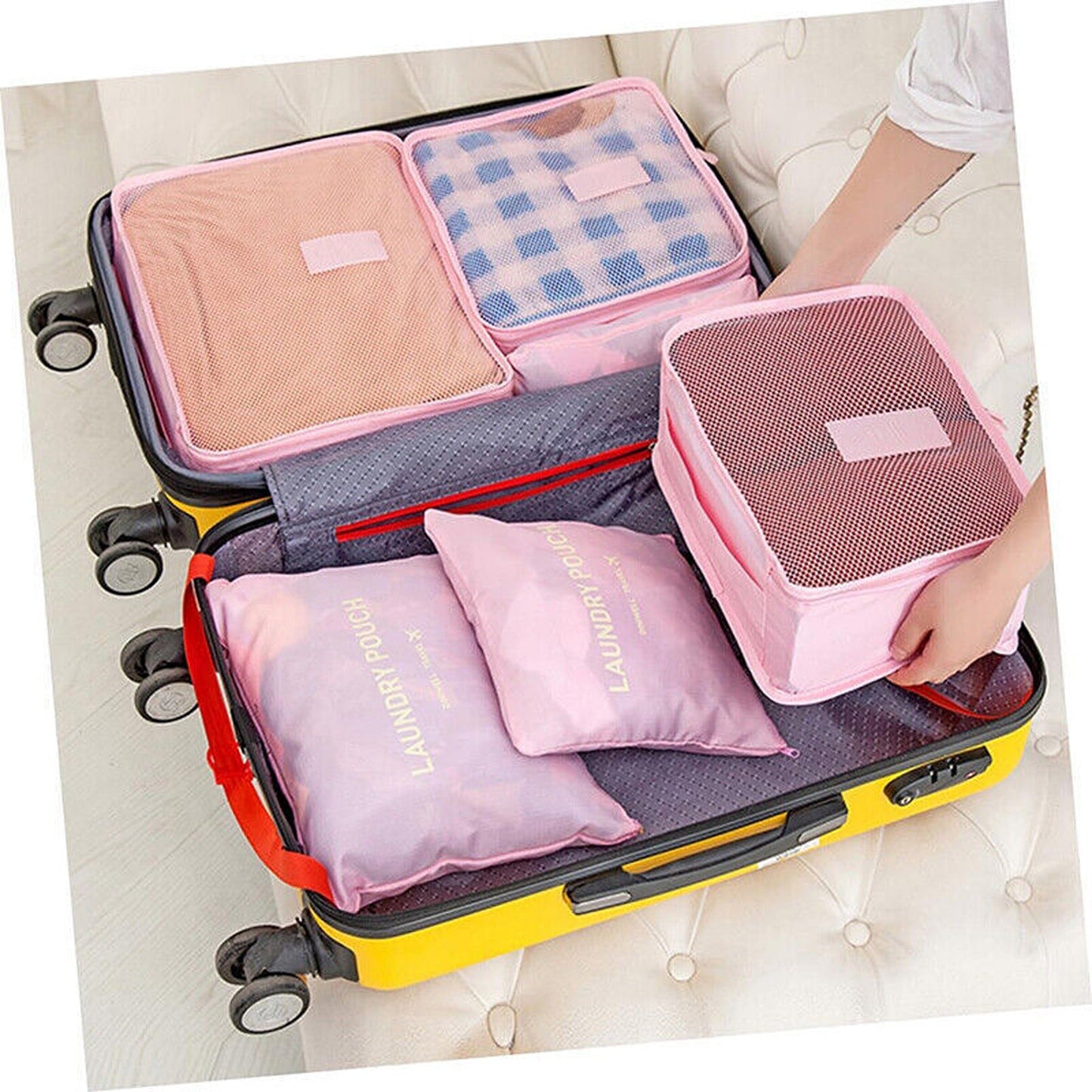 Six-Piece Travel Organizer Cubes for Efficient Luggage Packing